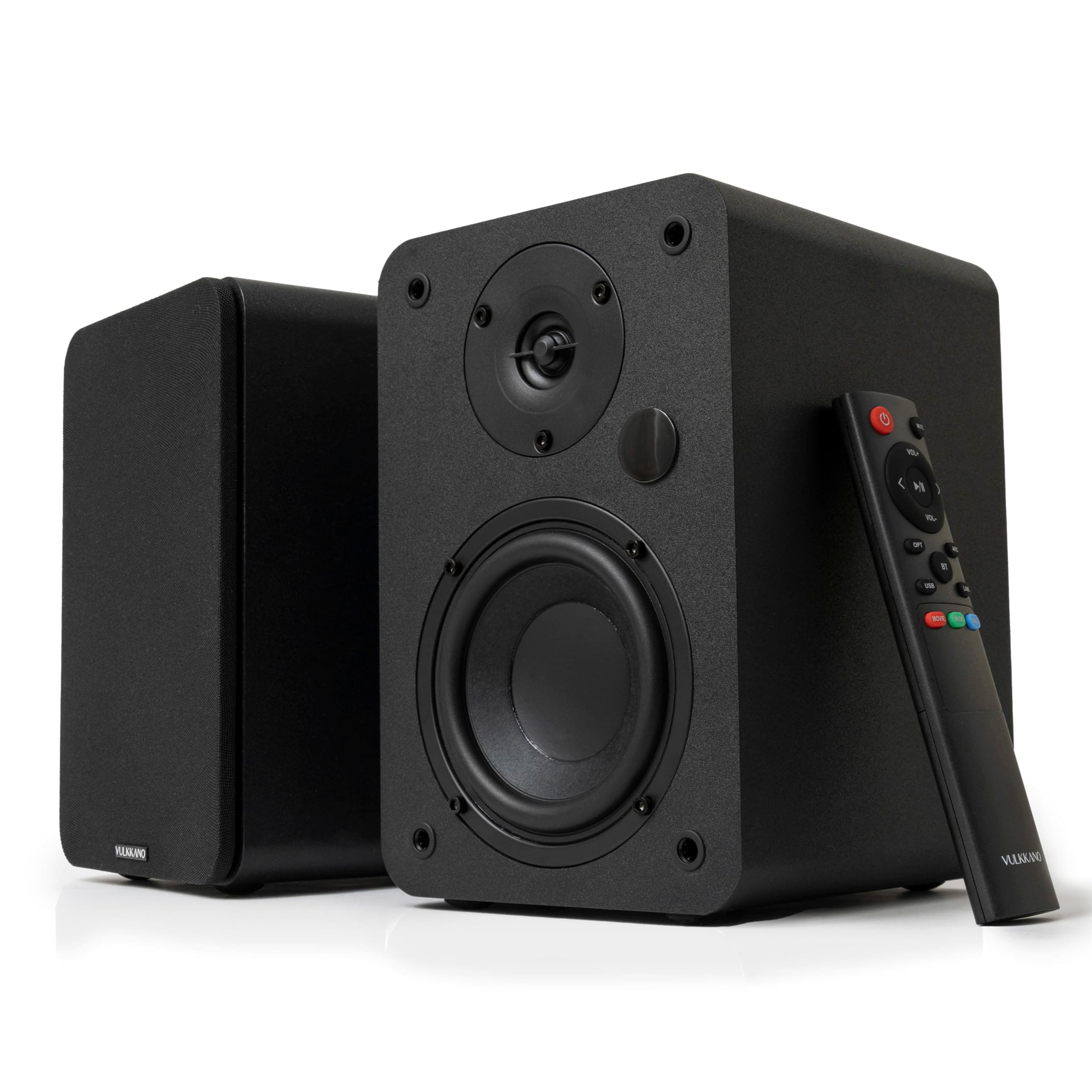 VULKKANO A4 ARC Altavoces Autoamplificados con Woofer de 4", Bluetooth 5.0, HDMI ARC, Optica, RCA, USB, con Salida Subwoofer, Monitores de Estudio con Diseño Elegante, Color Negro