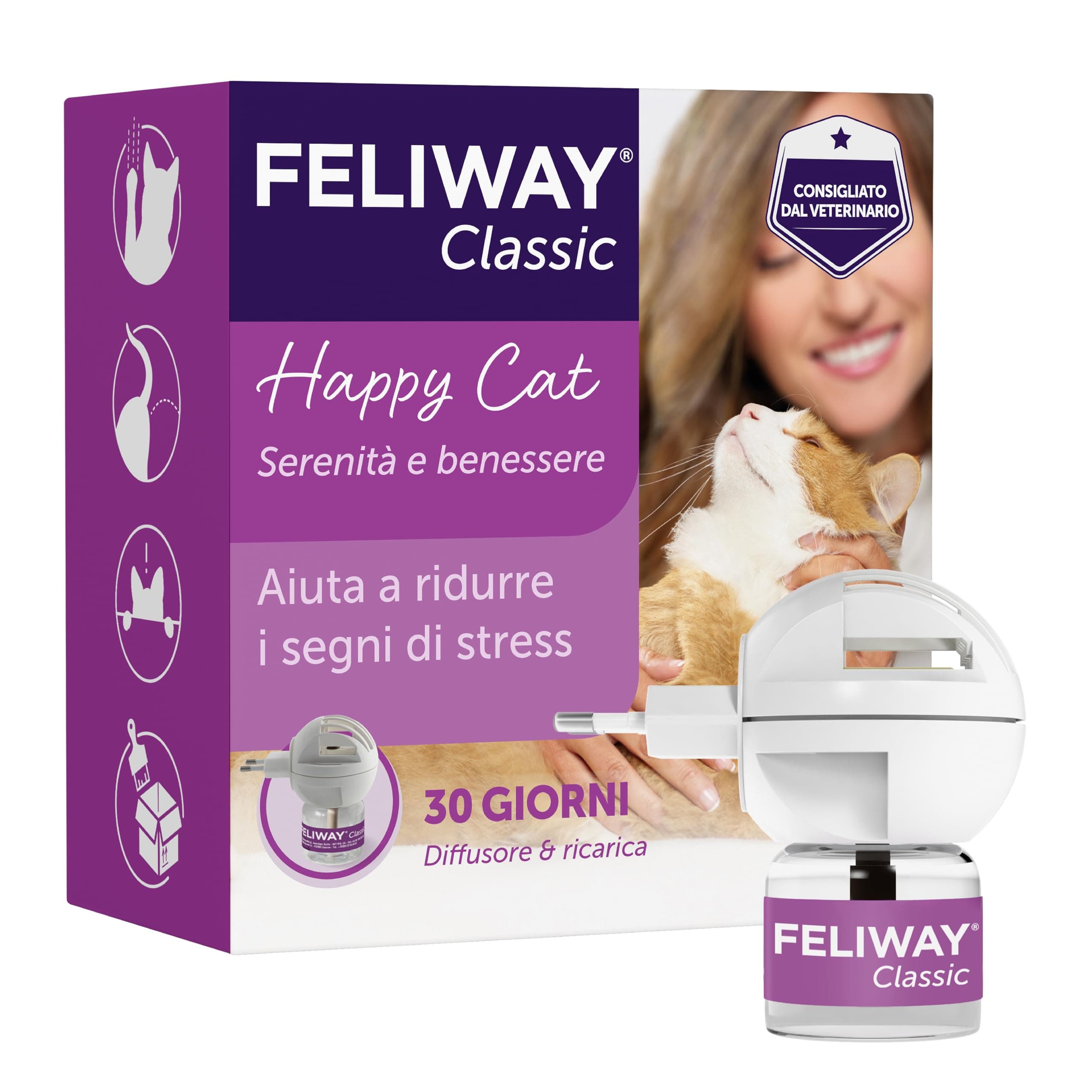 FELIWAY Classic Starter Kit Diffusore di Feromoni Calmanti per Gatti, 48 ml – Aiuta a risolvere i segni comuni di stress nei gatti e gattini, Raccomandato dai Veterinari, Clinicamente Testato