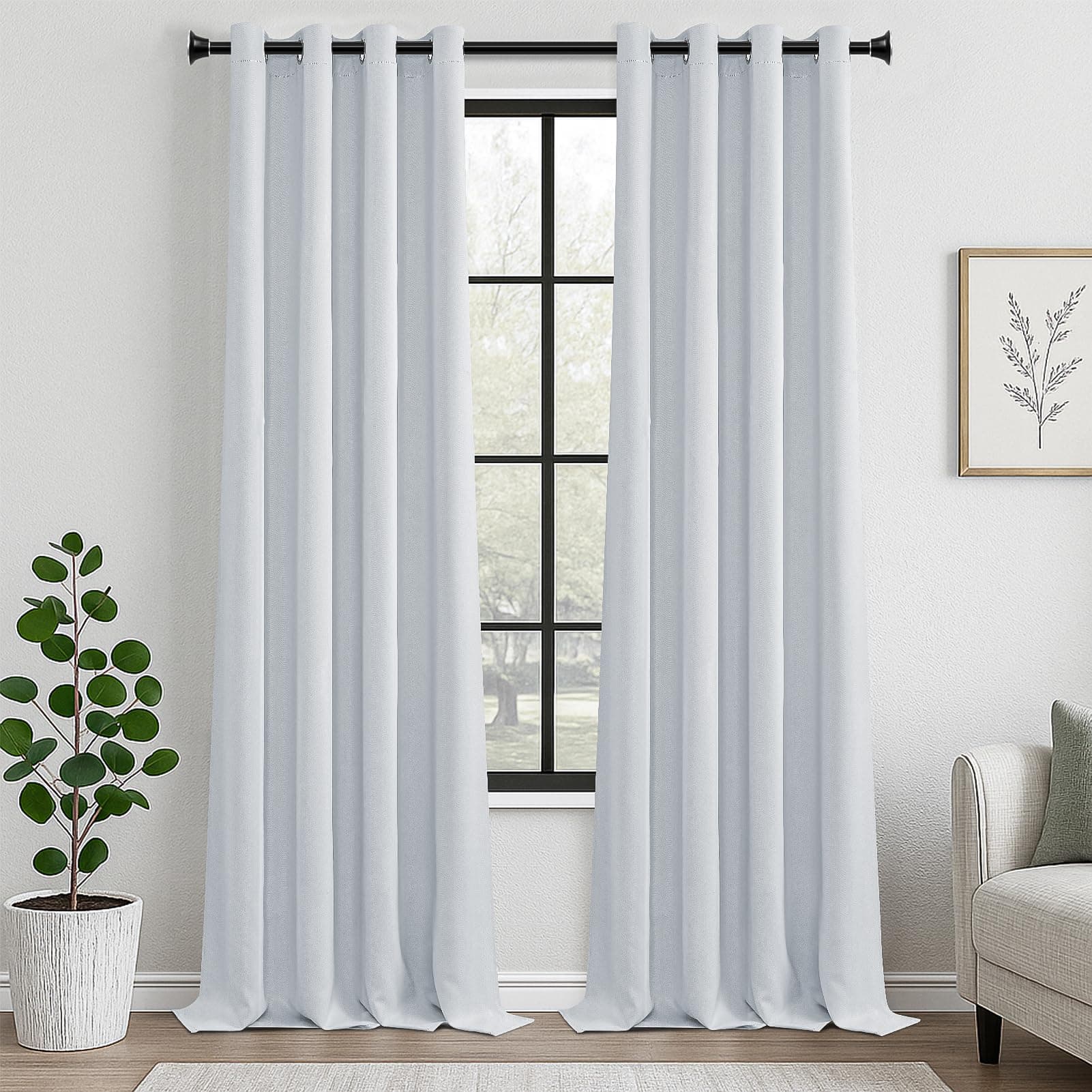 MRTREES 2 Pezzi Tende Oscuranti per Interni Isolanti Termiche con Occhielli Moderne Tende Coprenti Tinta Unita per Camera da Letto e Soggiorno Elegante 140x245 CM Grigio Perla