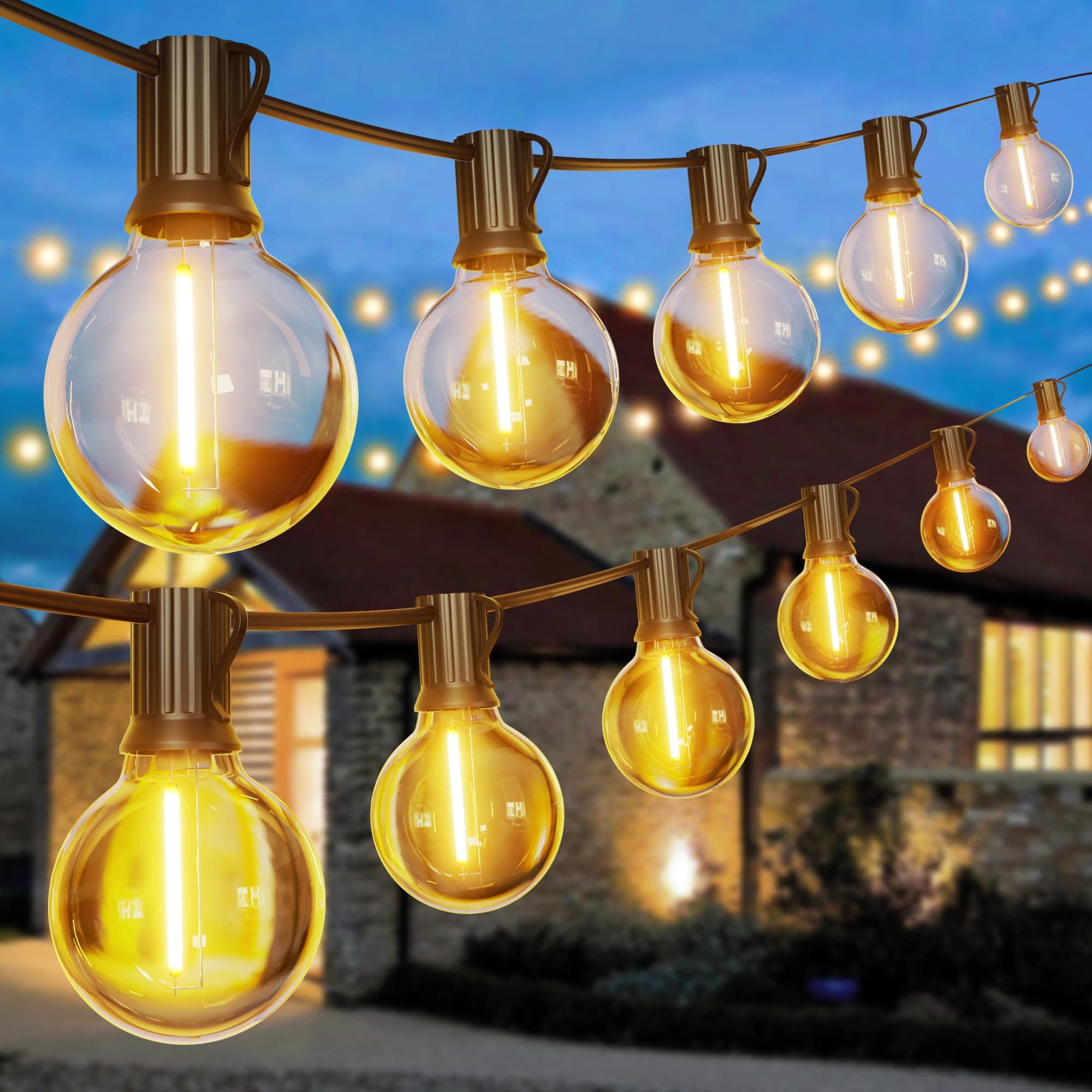 Guirlande Lumineuse Guinguette Exterieur 54M - G40 180FT 80+2 LED Ampoules de Guirlandes Jardin Lumiere Exterieure Connectable IP54 Imperméable Guirlande Lumières Extérieur Terrasse Pergola Balcon