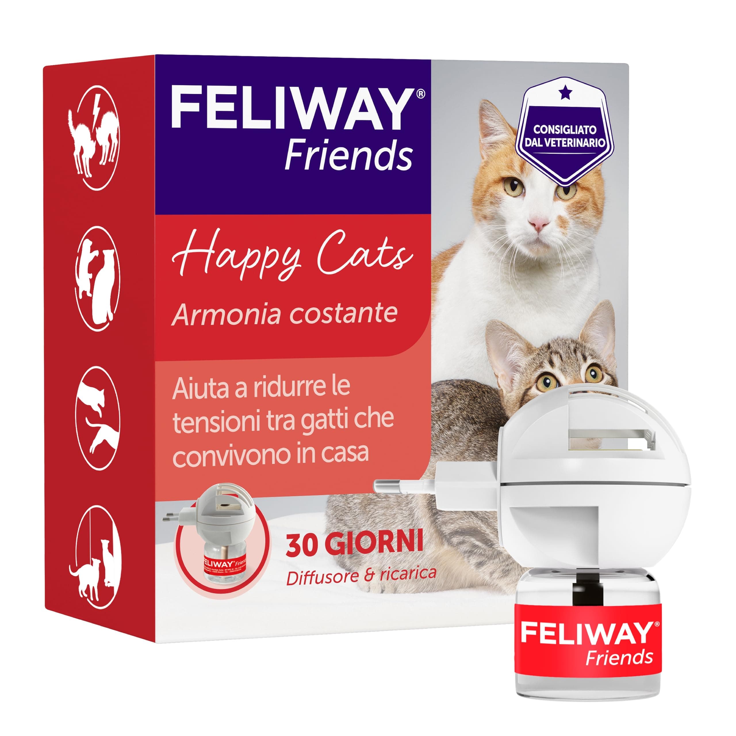 FELIWAY Friends Starter Kit Diffusore di Feromoni Calmanti per Gatti, 48 ml – Aiuta a creare armonia e risolvere conflitti in case con più gatti, Raccomandato dai Veterinari, Clinicamente Testato.