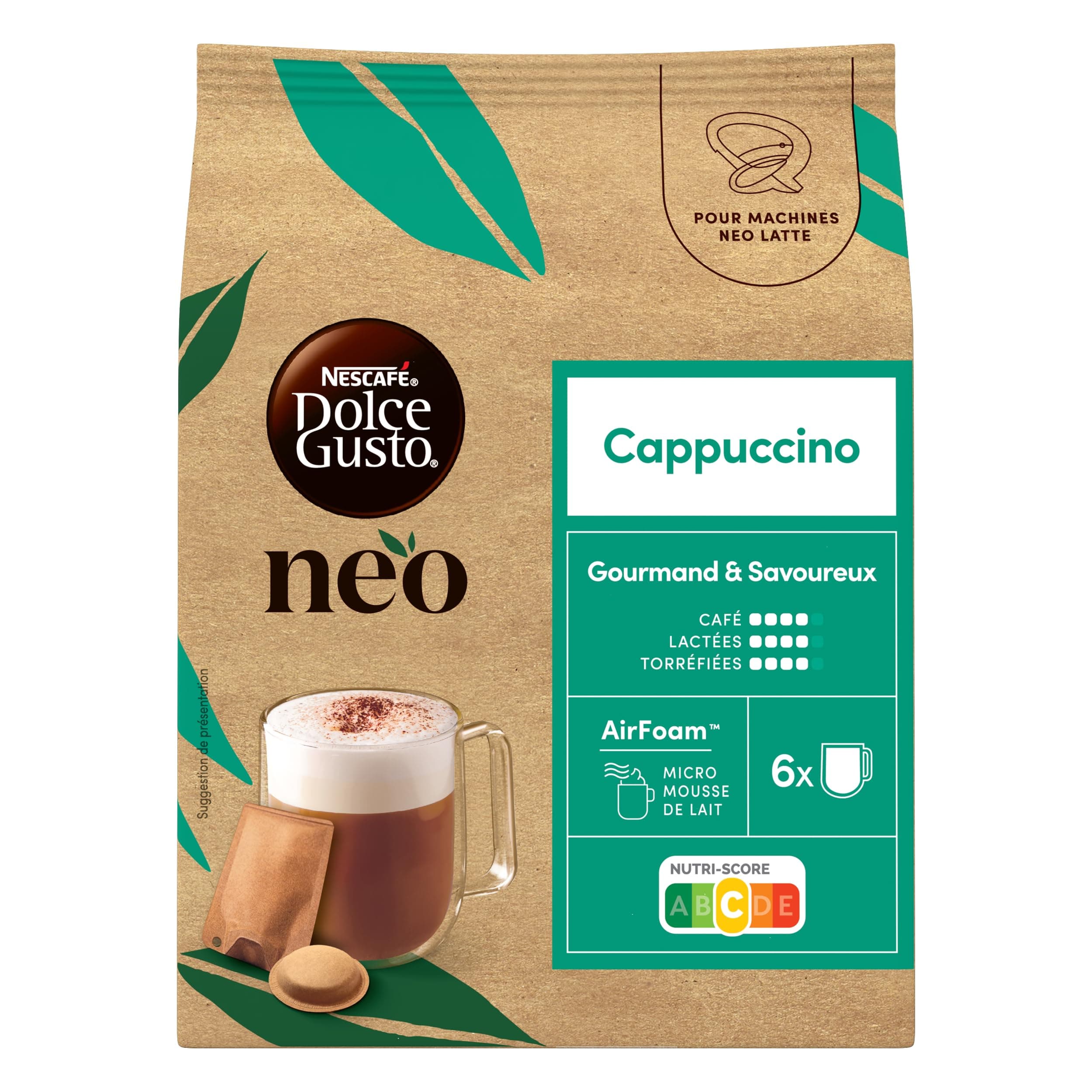 ‎Nescafé Dolce Gusto NEO Cappuccino - 30 Dosettes de café et 30 sachets de lait (5 boîtes de 6 dosettes et 6 sachets) - Compatibles uniquement avec les machines à café NESCAFÉ Dolce Gusto NEO