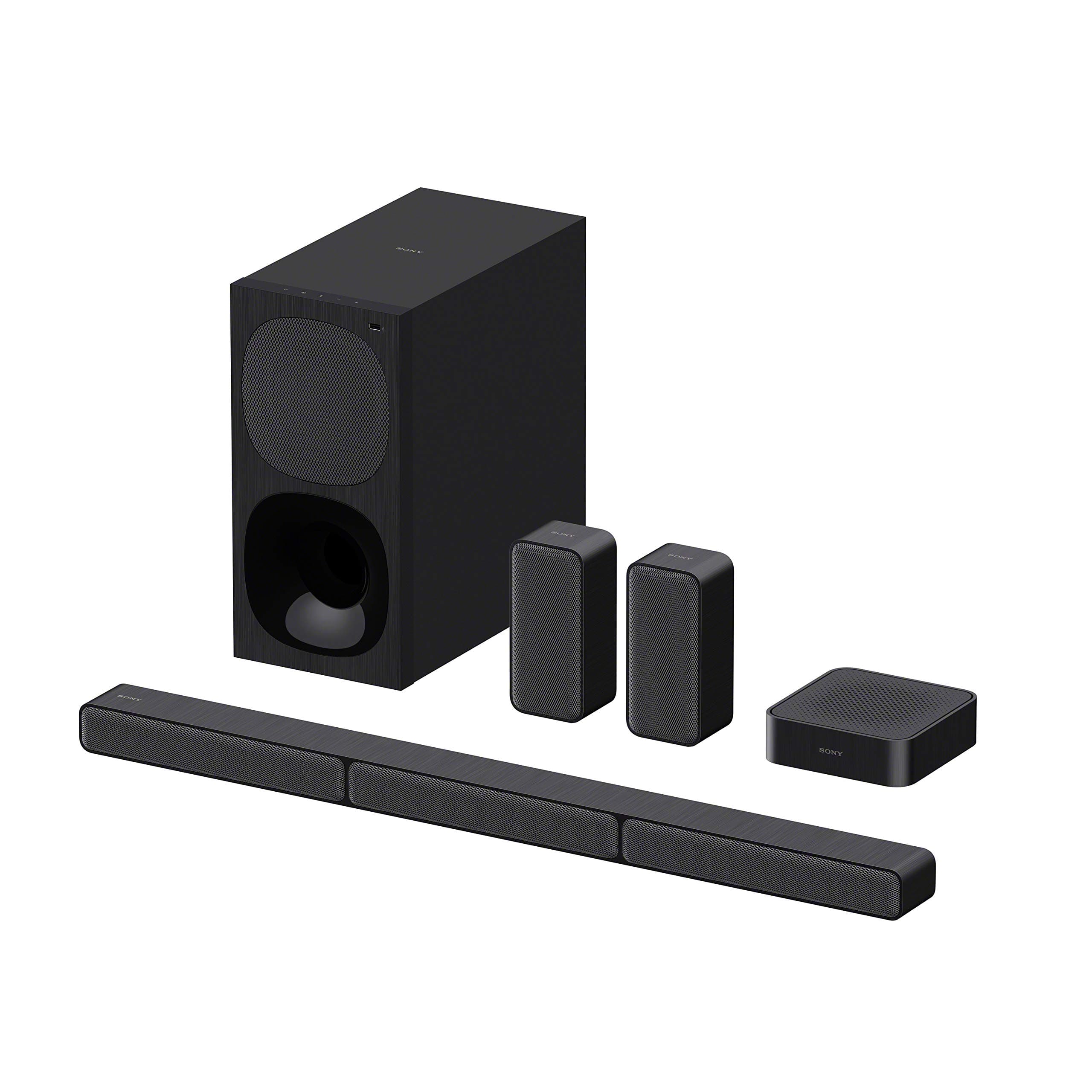 Sony HT-S40R - Soundbar per TV a 5.1 canali 600W Dolby Digital, Subwoofer cablato e Speaker posteriori wireless, connessione Bluetooth, Colore Nero