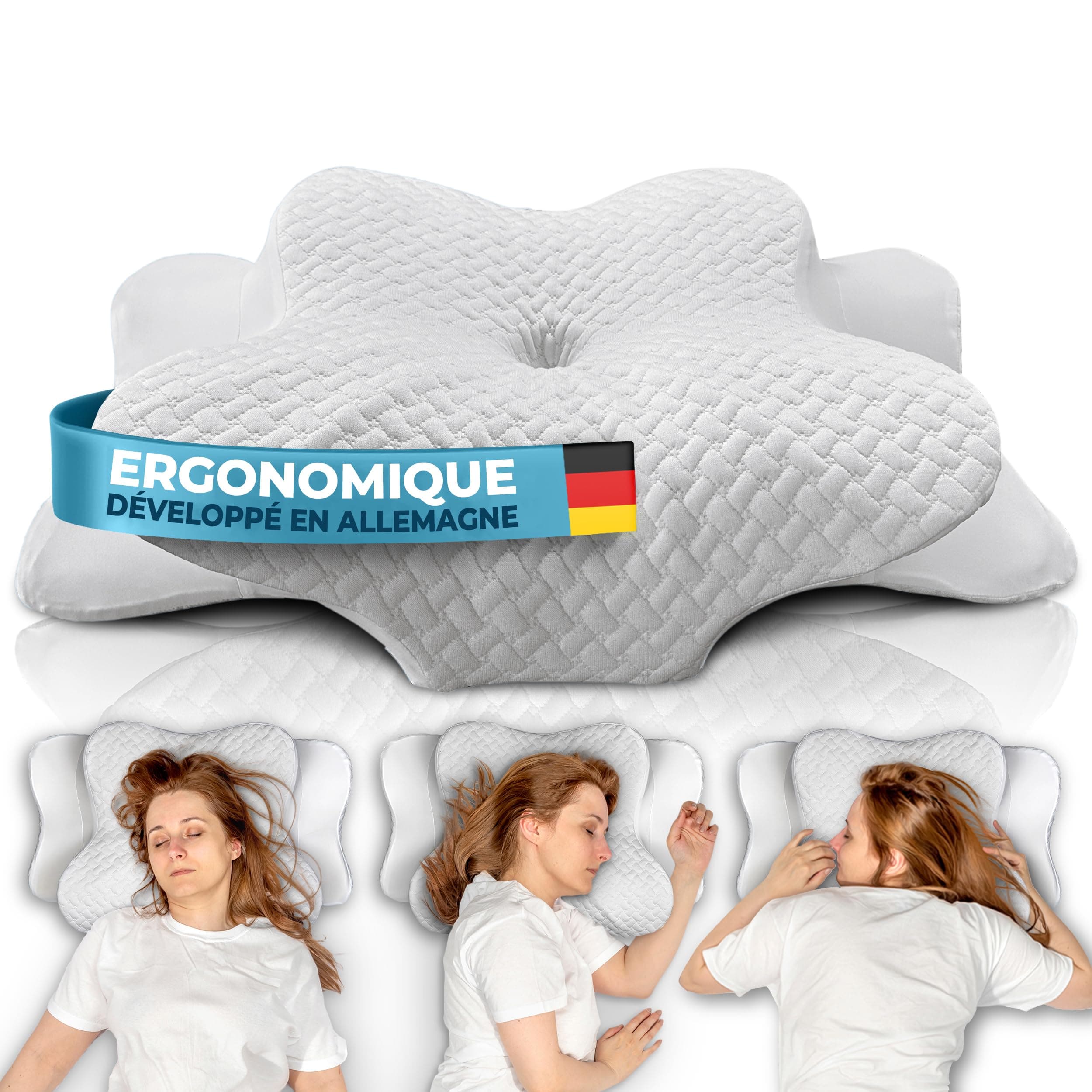 Glückstoff® Oreiller Memory Foam [pour Toutes Les Positions DE Sommeil] – Coussin Ergonomique en Mousse à mémoire de Forme – Doux pour Un Confort agréable – avec Housse en Bambou Respirante