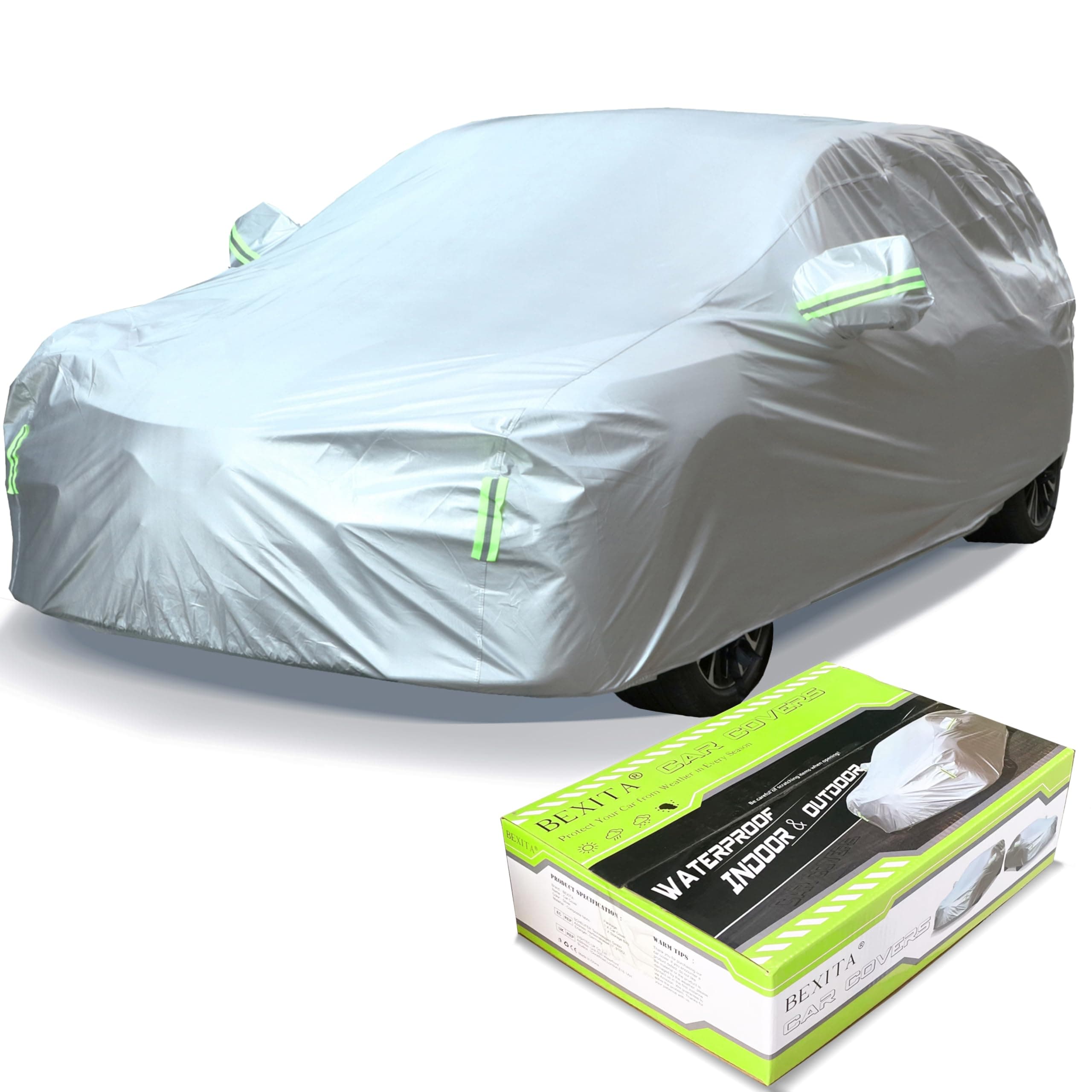 BEXITA Funda para Coche de Impermeable Funda de Coche Exterior A Prueba de Polvo A Prueba de Viento A Prueba de Nieve Protección UV para SUV Longitud (hasta 510cm)