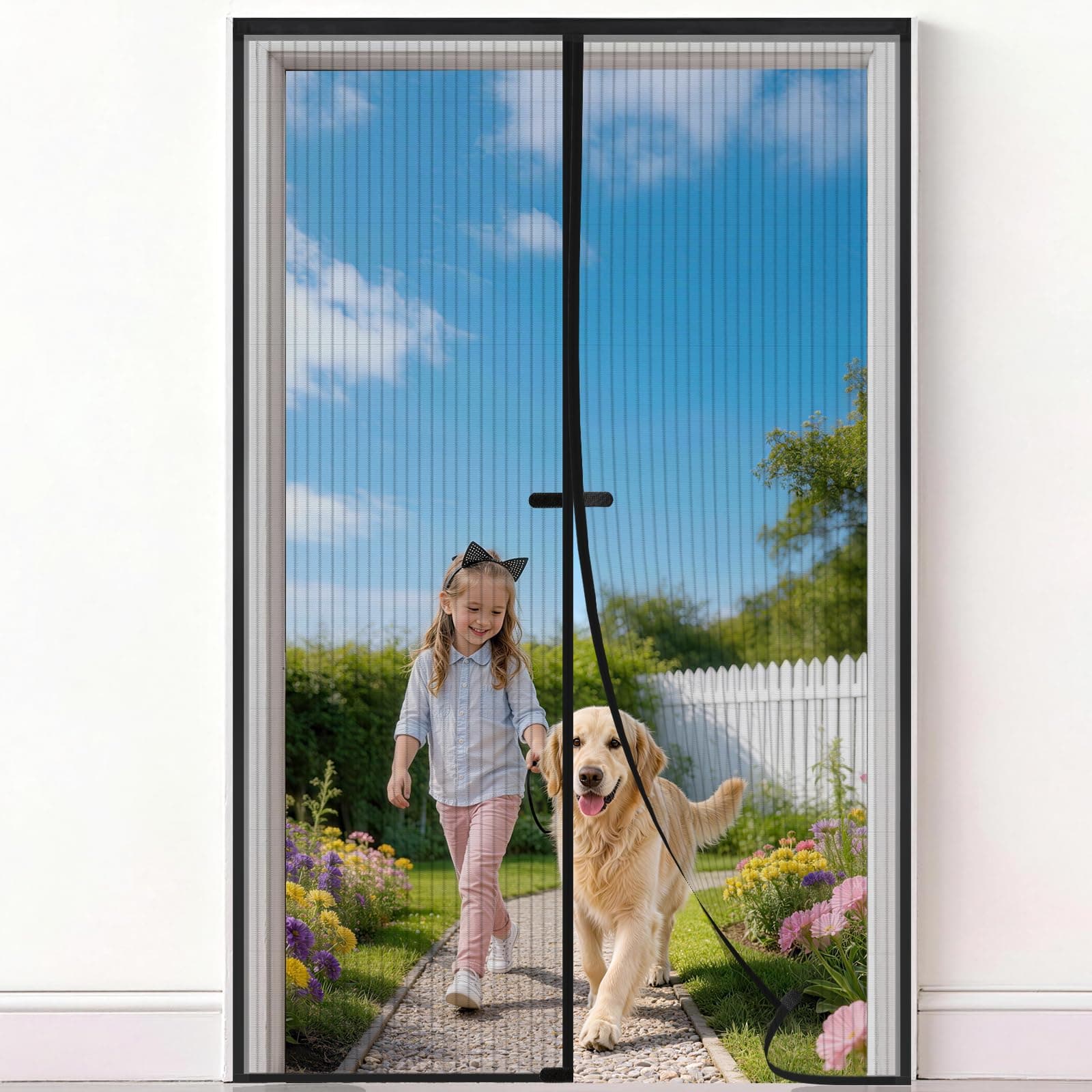 Zanzariera Magnetica 90x160 cm, Zanzariera Porta Finestra Tenda Nero, Zanzariere Magnetiche Balcone, Anti Zanzare Insetti, Chiusura Magnetica Automatica, Protezione completa per vita domestica