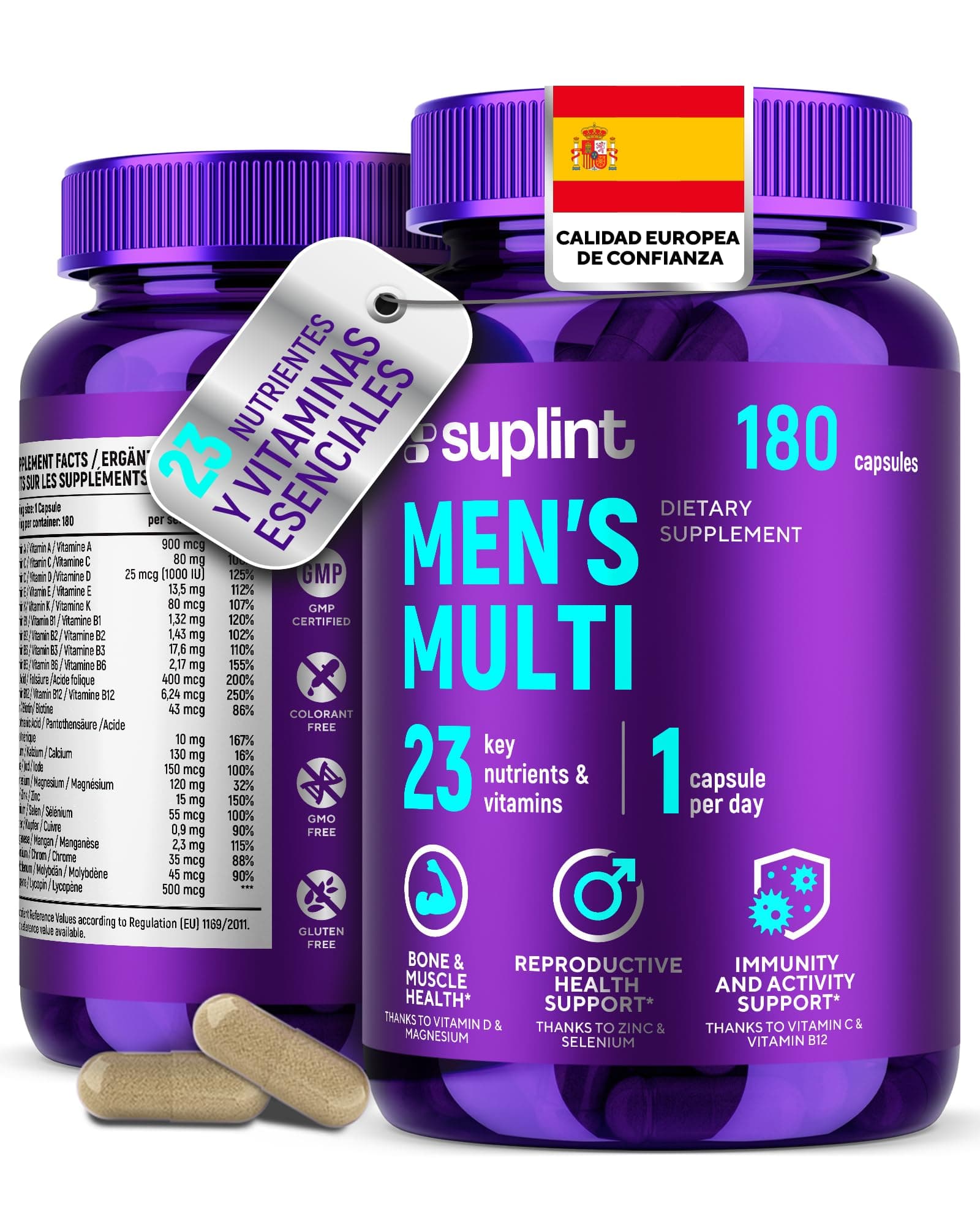 Multivitaminas Hombre Alta Potencia – Complejo Vitamínico Completo A-Z con Vitaminas y Minerales – 180 Cápsulas para 180 Días – Energía, Inmunidad y Salud – Multivitamínico Hombre Todo-en-Uno
