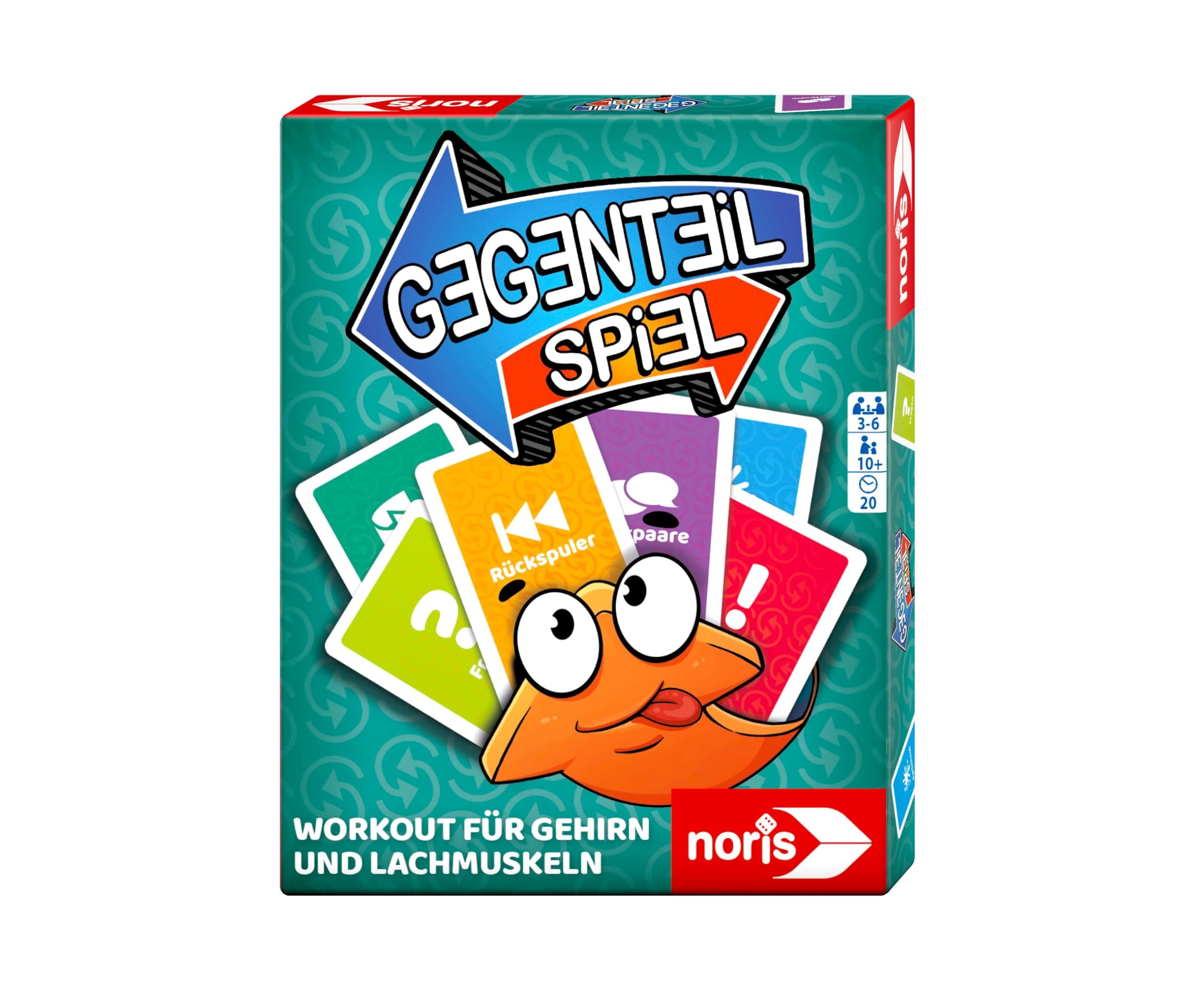 noris 606264524 Gegenteil Spiel - Kartenspiel ab 10 Jahren für Kinder & Erwachsene - kurzweiliges Spiel zum Trainieren von Gehirn & Lachmuskeln für 3-6 Spieler