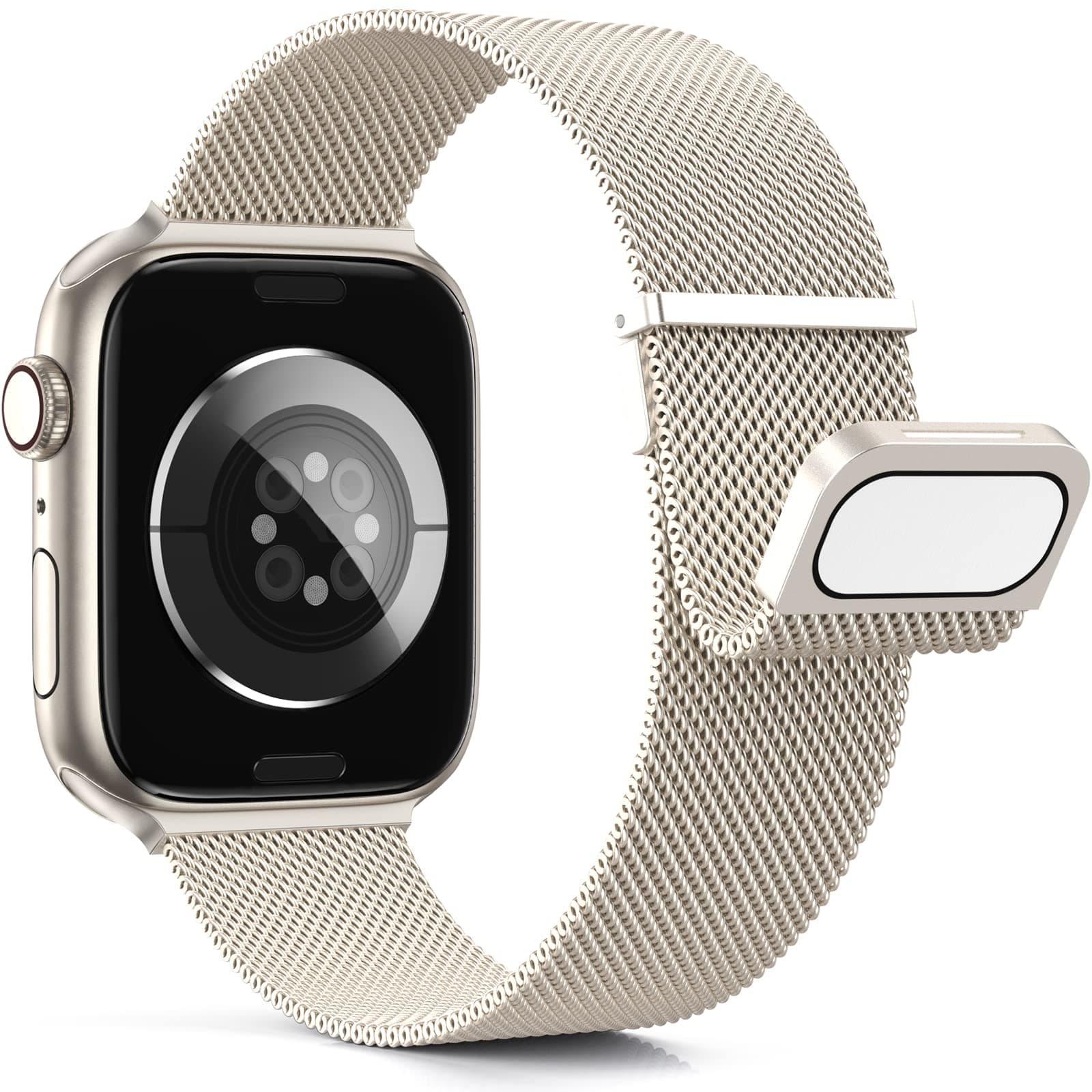 Higgs Métal Bracelet Compatible avec Bracelets Apple Watch 38mm 40mm 41mm 42mm 44mm 45mm 46mm 49mm Femme,Bracelet Double Magnétique pour iWatch Series 11 10 9 8 7 6 5 4 3 2 1 SE Ultra, Metal Milanais