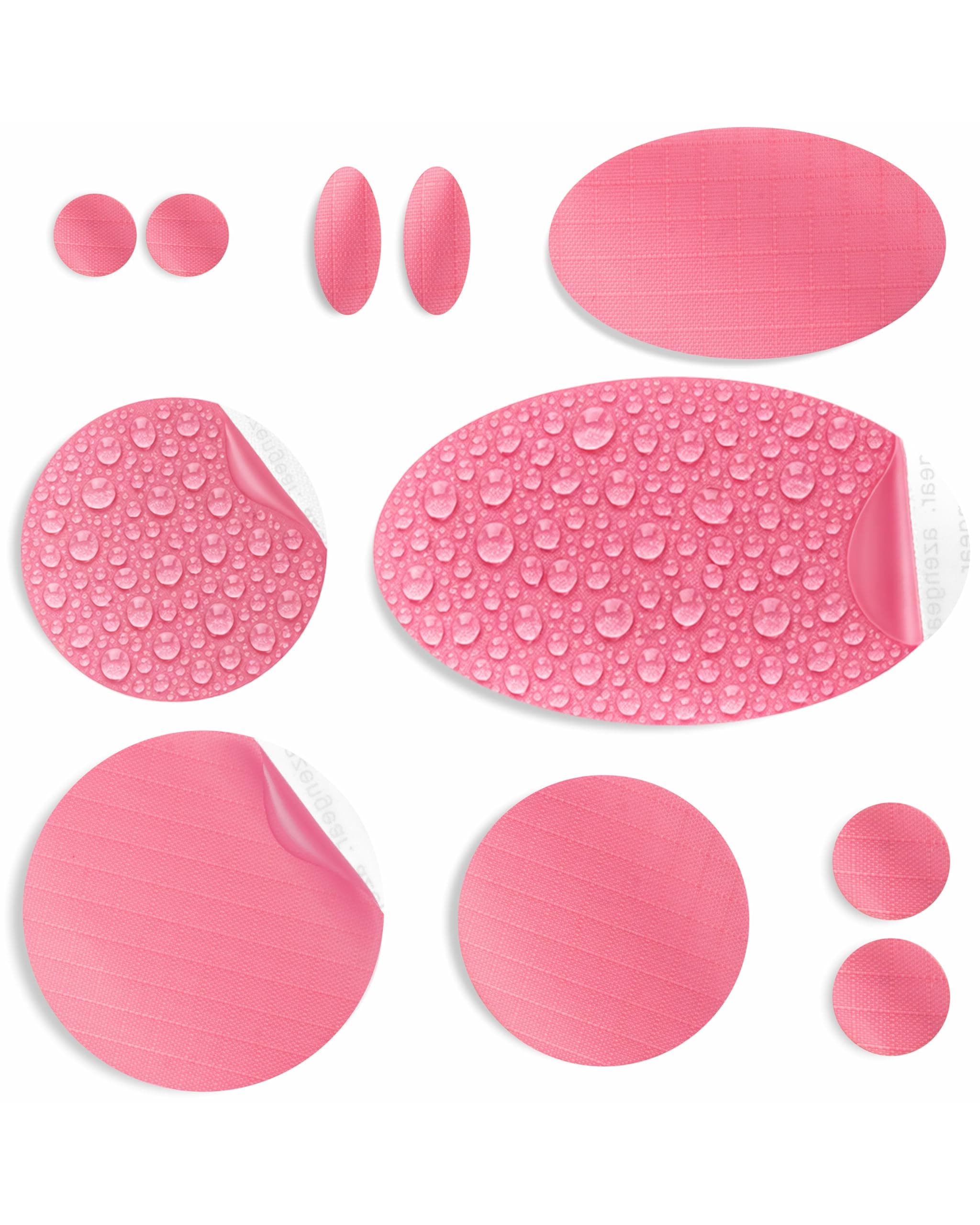 aZengear Toppe di riparazione (30+ colori) per piumini, giacche imbottite, tende, scarpe e tappezzeria, autoadesive, impermeabili, resistenti a strappi, freddo e calore (11 pezzi, rosa)