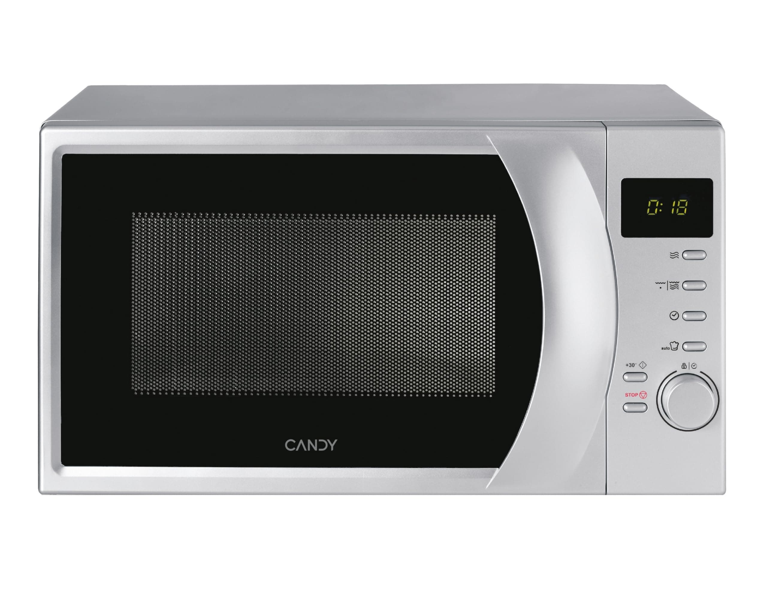 Candy Idea Forno a Microonde con Grill, 20 Litri, 700W, 6 Livelli di Potenza, Funzioni Defrost e Start Express, Child Lock, App hOn, Libera Installazione, 45,2 x 33,5 x 26,2 cm, Argento - CMG2071DS