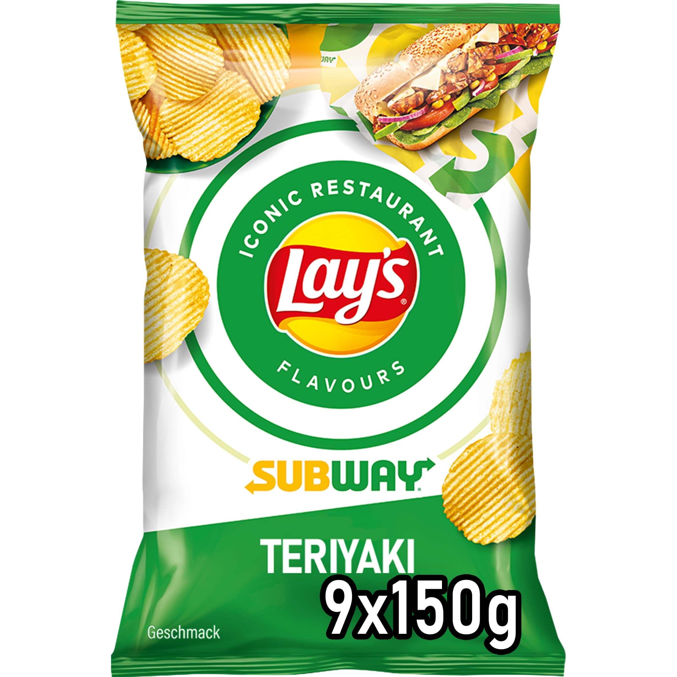 Lay's Teriyaki - Knusprig gewürzte Kartoffelchips für eine gelungene Party (9 x 150 g) (Verpackungsdesign kann abweichen)
