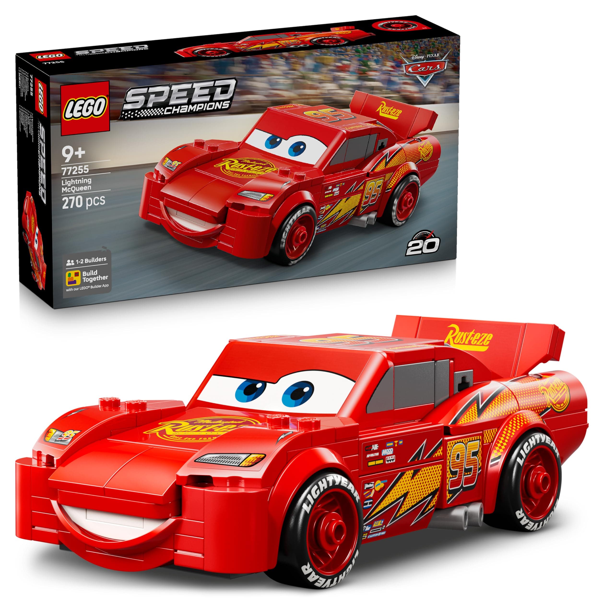 LEGO Speed Champions Saetta McQueen - Macchina da Corsa Giocattolo - Kit di Modellismo da Collezione - Idea Regalo Disney per Bambini e Bambine da 9 Anni in su Fan del Film Pixar Cars - 77255