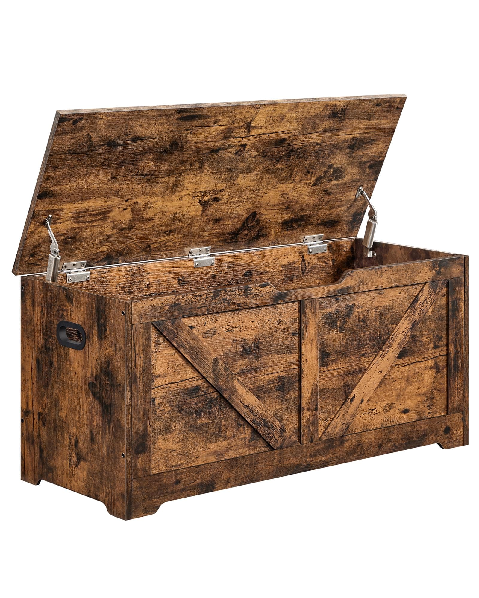 VASAGLE Cassapanca, Panca Portaoggetti, Pouf Organizzatore con 2 Cerniere di Sicurezza, Scarpiera, Stile Rustico, 40 x 100 x 46 cm, per Corridoio, Camera da Letto, Soggiorno, Marrone Vintage LSB060T01