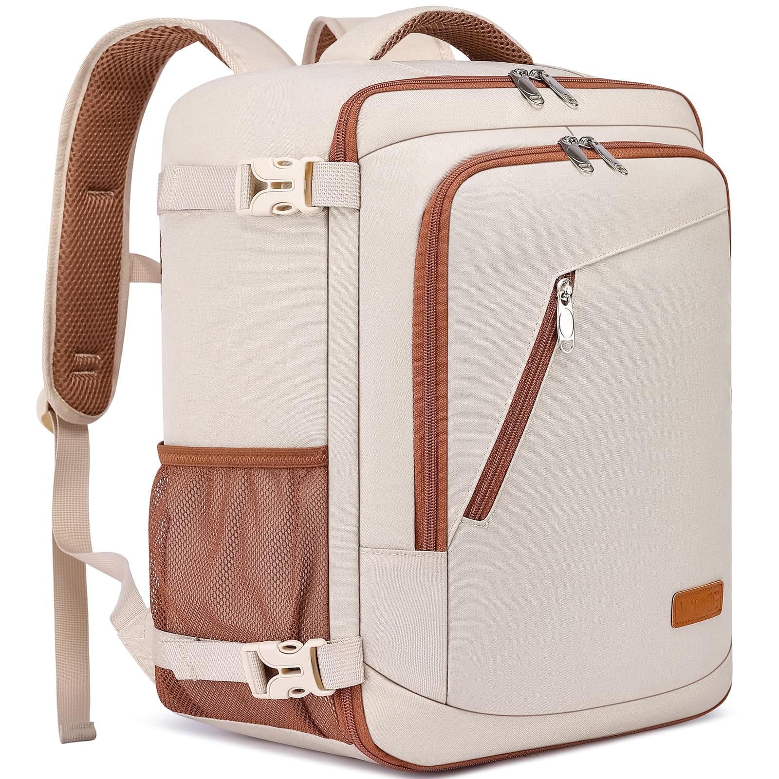 WENIG Zaino 40x30x20 per Ryanair Bagaglio a Mano 40x30x20 Wizzair Zaino da Viaggio Aereo 24L Borsa da Cabina per Voli con Caricatore USB Zaino da Viaggio per Donna Beige-marrone
