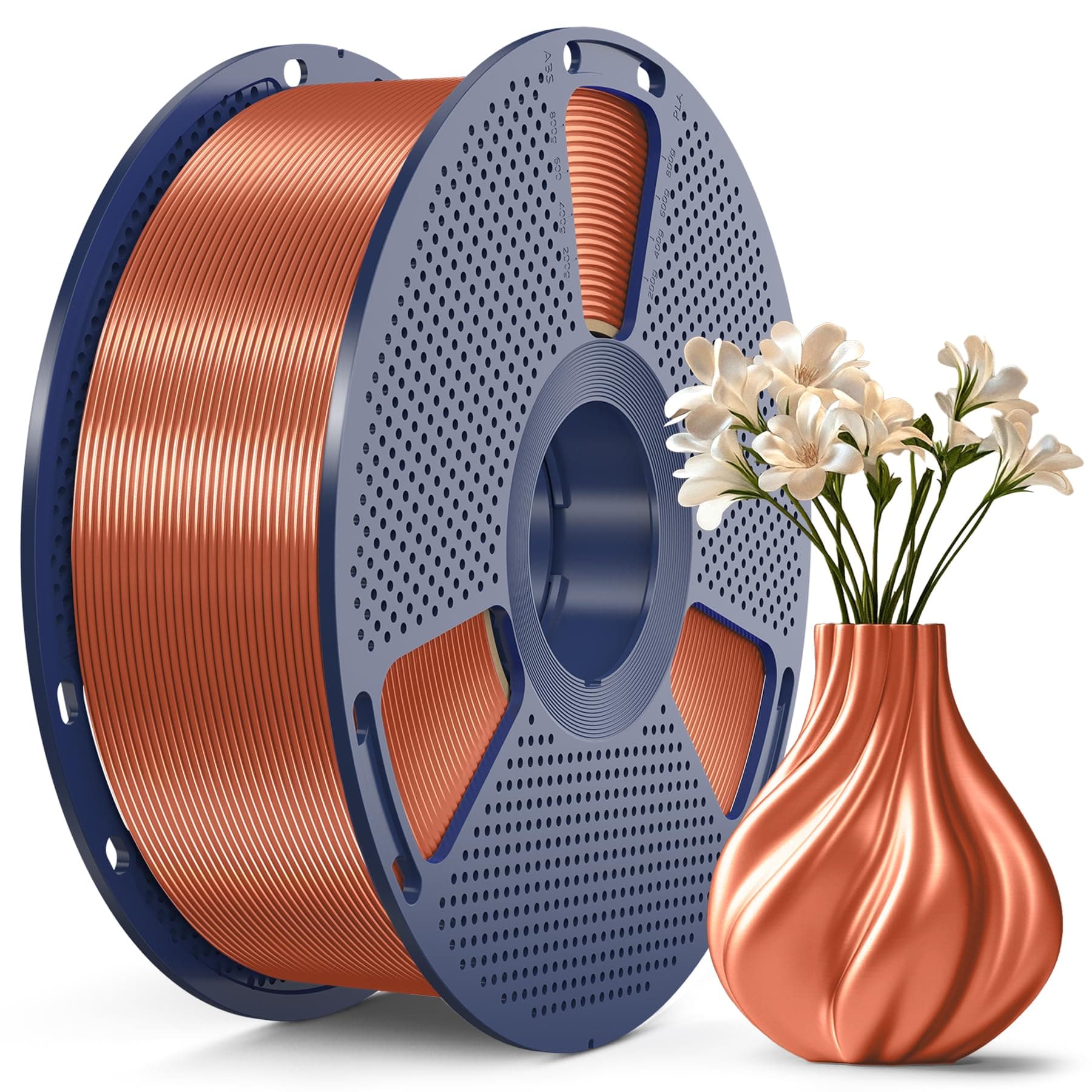 SUNLU PLA+ Silk Filament, Filamento 3D de Seda Metálica Brillante de 1,75 mm, Filamento de impresora 3D PLA PLUS de alta resistencia, Carrete de 1KG, Cobre