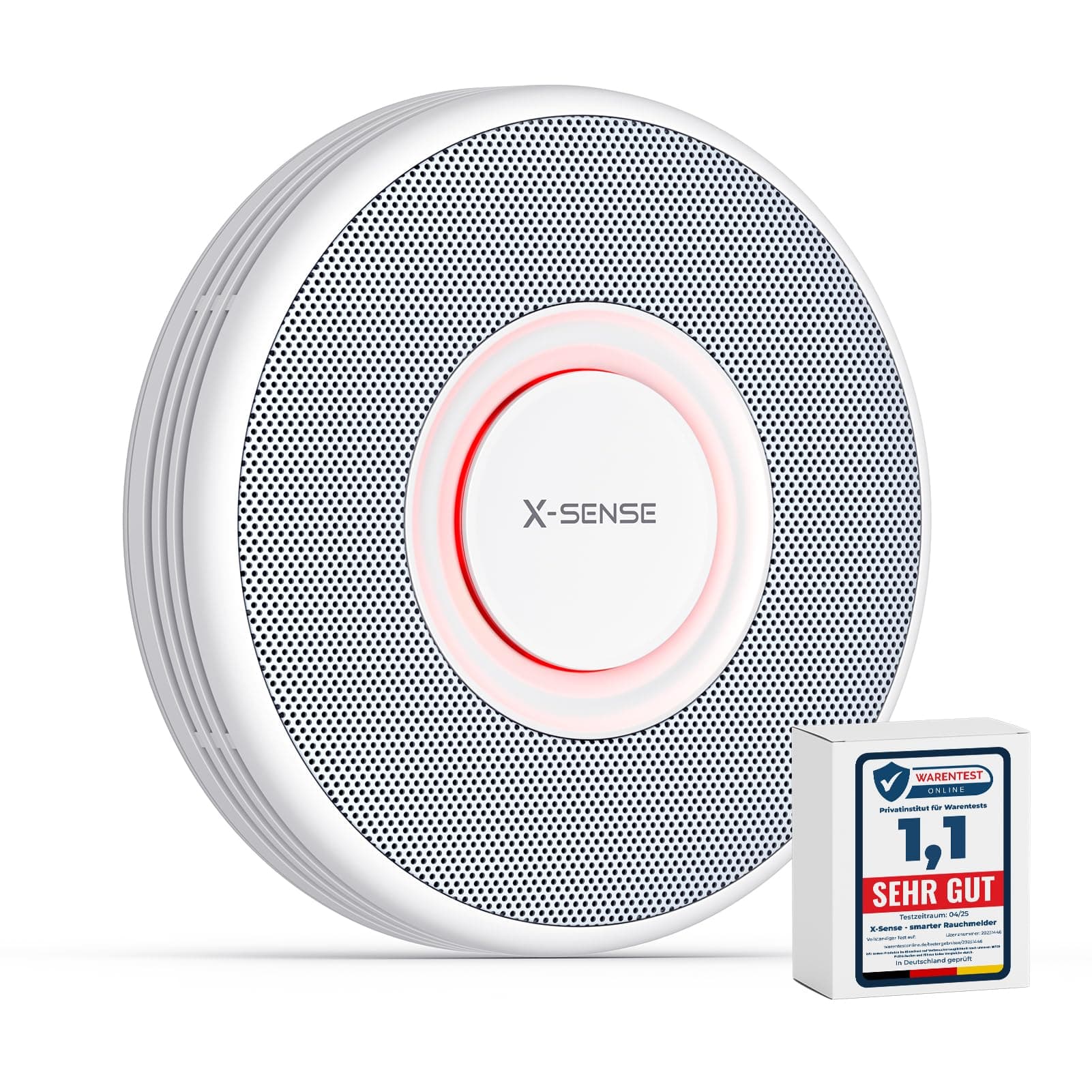 X-Sense Smarter Rauchmelder WLAN mit Sprachausgabe und 17 Standorten, Feuermelder, Rauchmelder vernetzt, 33 mm, SBS50 Basisstation erforderlich, XS0B-MR, 1 Stück