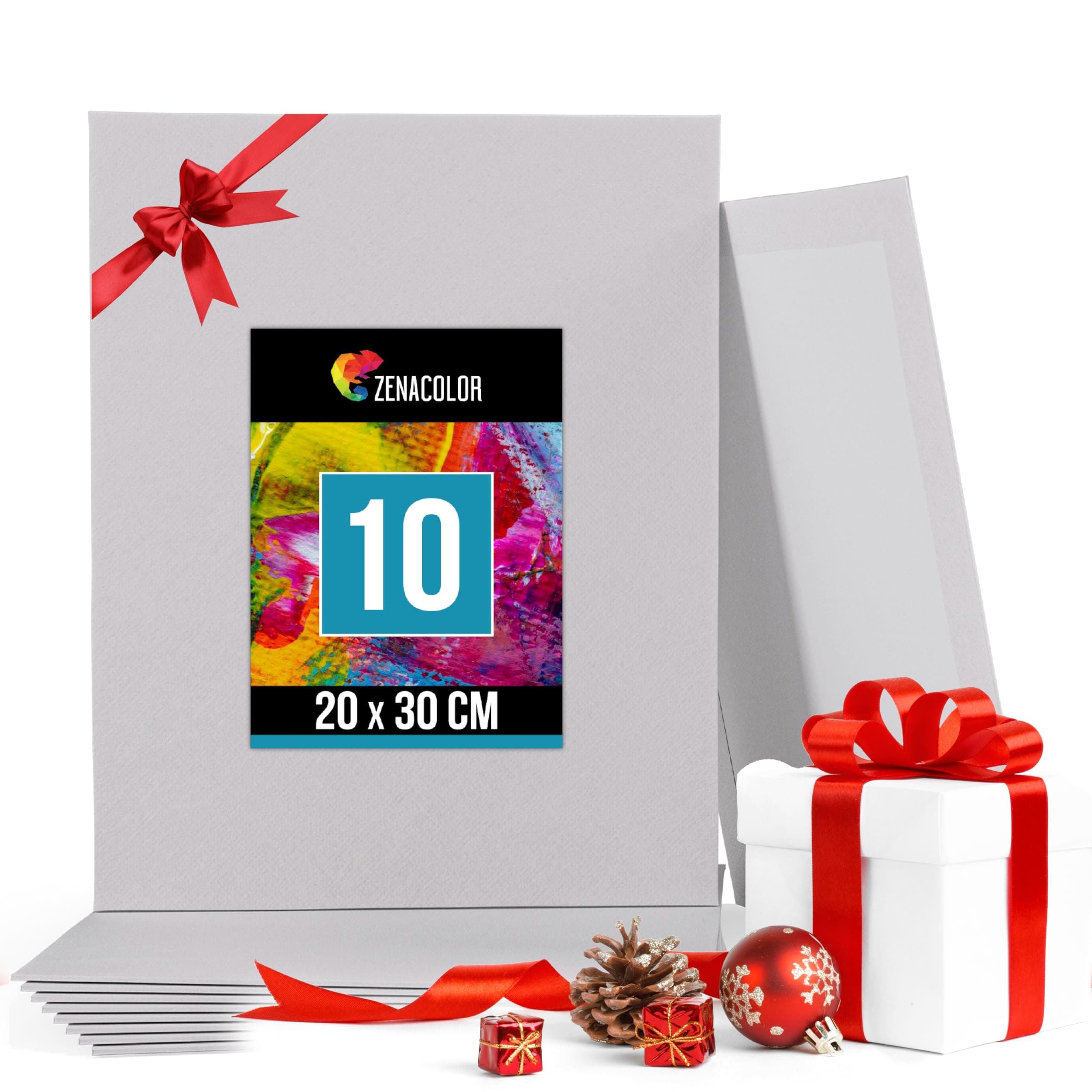 Zenacolor Set di 10 Tele per Dipingere - 100% Cotone Senza Acidi - Tela per Dipingere 20x30 cm - Tutti i Tipi di Pittura su Tela