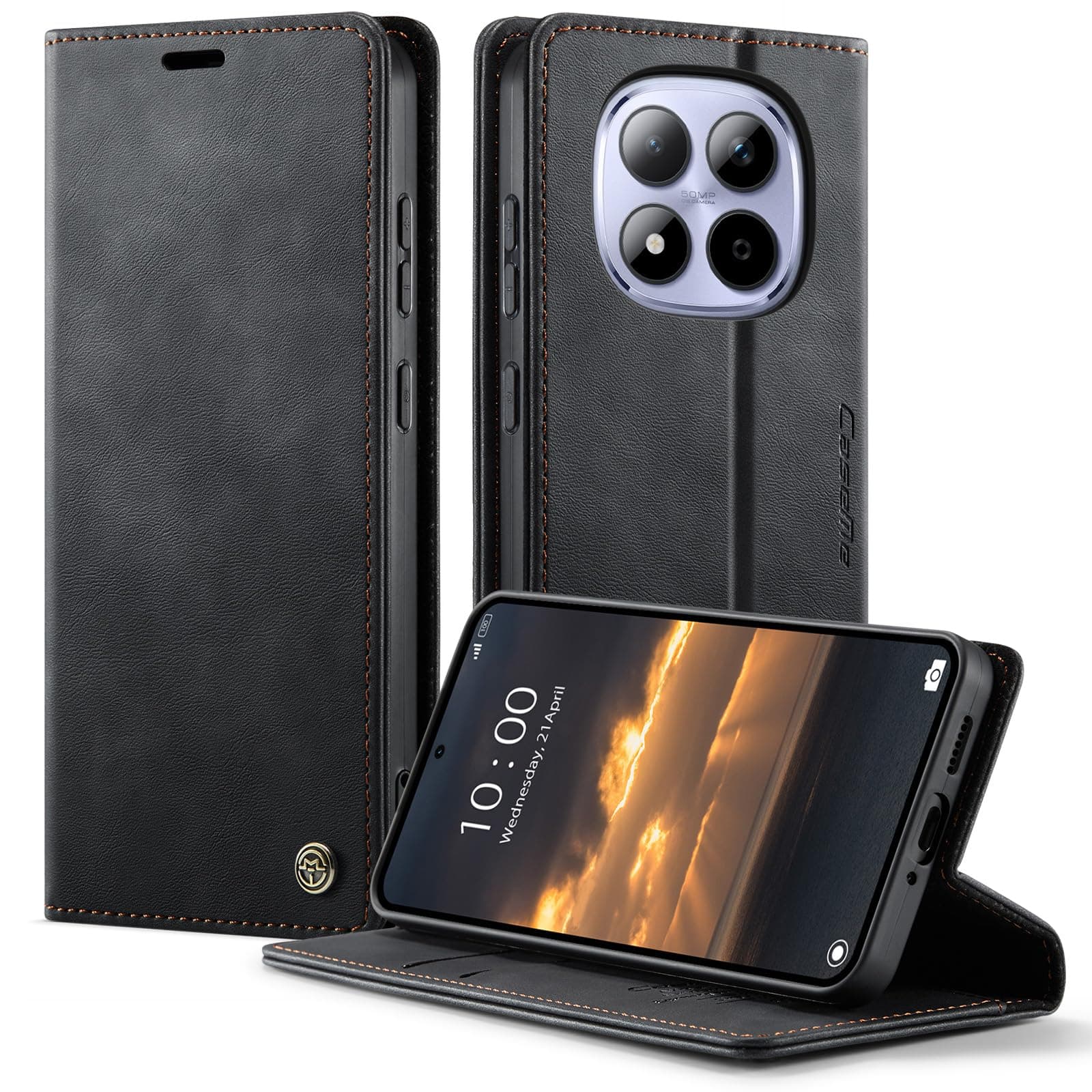 owlhold Coque Xiaomi Redmi Note 15 Pro 5G [Pas pour 4G] Housse Antichoc en Cuir PU Premium Fentes Cartes Etui [Blocage du Signal RFID] Pochette de Portefeuille avec Fonction Support à Rabat - Noir