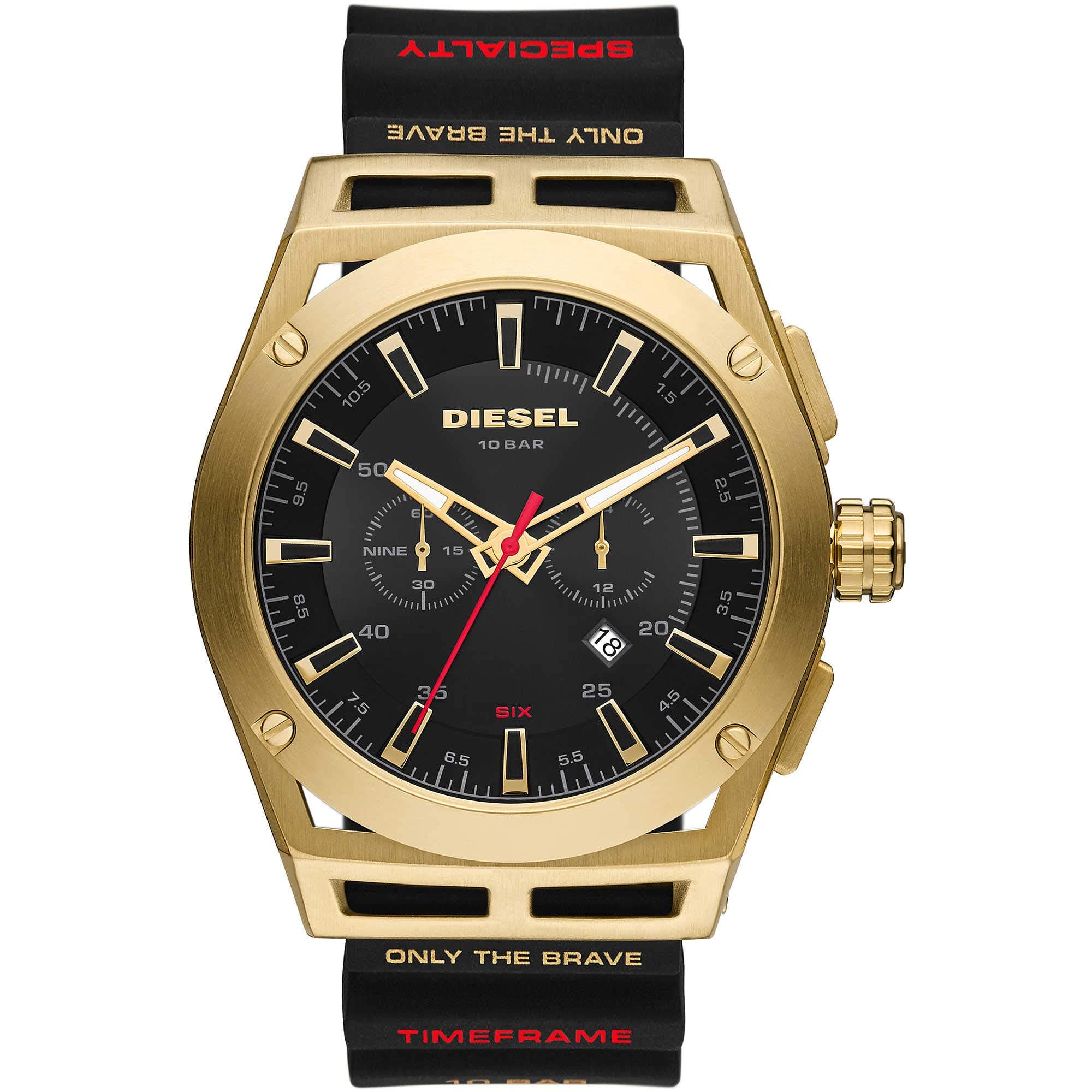 Diesel Montre Timeframe pour Homme, Mouvement chronographe à Quartz avec Bracelet en Silicone, Acier Inoxydable ou Cuir