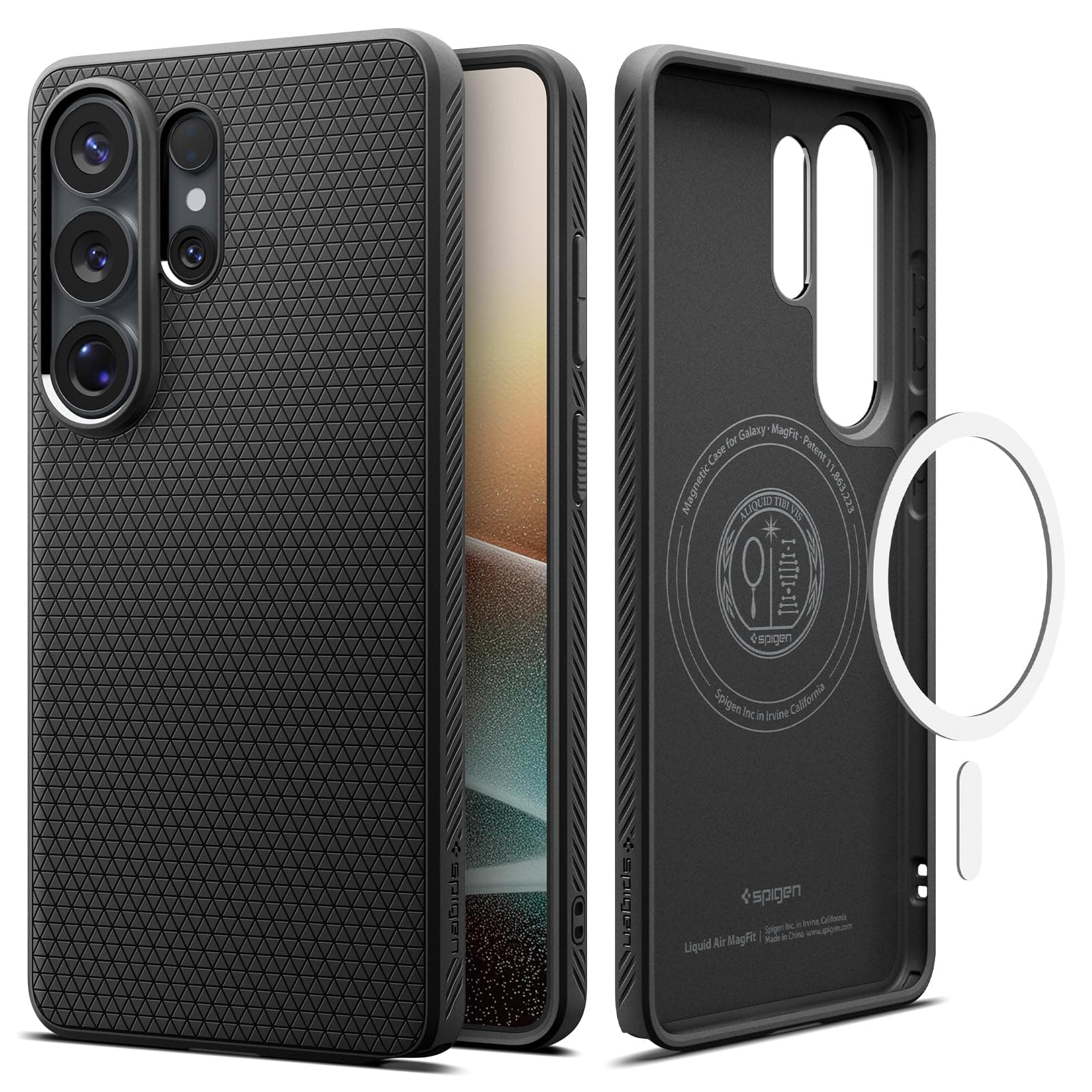 Spigen Liquid Air MagFit für Samsung Galaxy S26 Ultra Hülle [rutschfest] Slim TPU mit Truss-Design, Militärgeprüfter Schutz Case Handyhülle, Kompatibel mit MagSafe –Matte Black