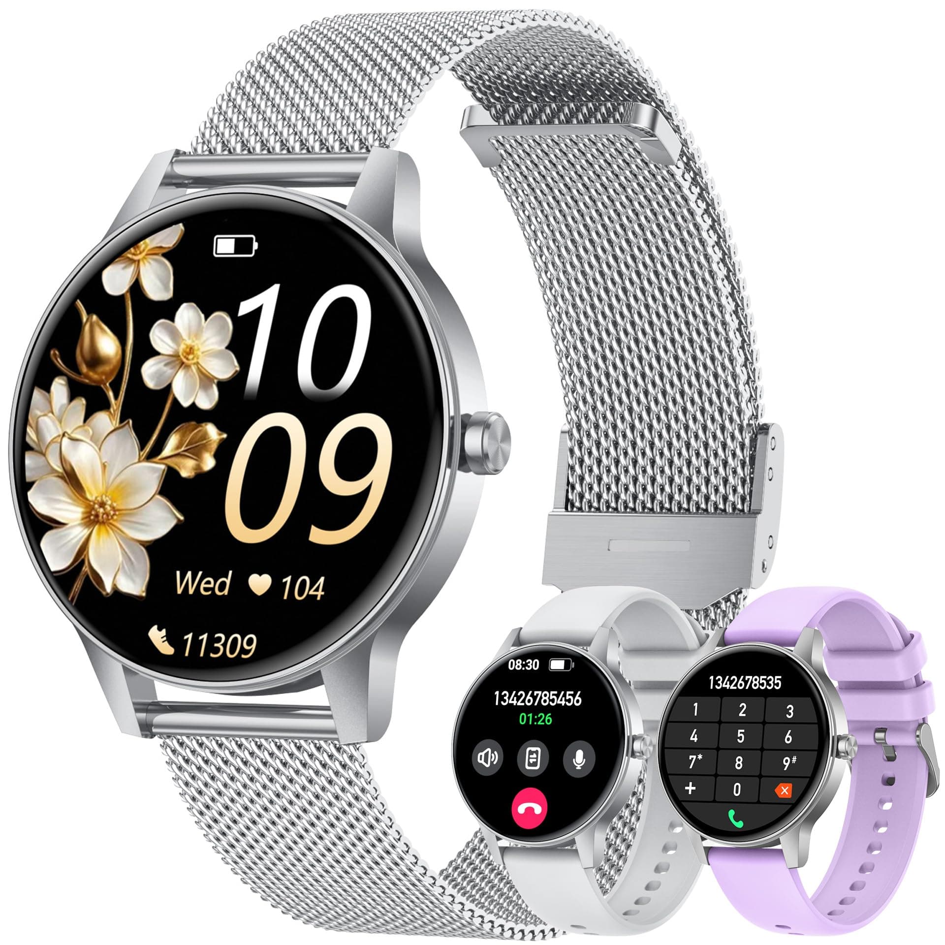 Smartwatch Reloj Inteligente Mujer con Llamadas：1.27" TFT Smart Watch Bluetooth IP68 Impermeable con Frecuencia Cardíaca SpO2 Sangre Presión Arterial Monitor Sueño 110+ Modos Deporte para Android iOS