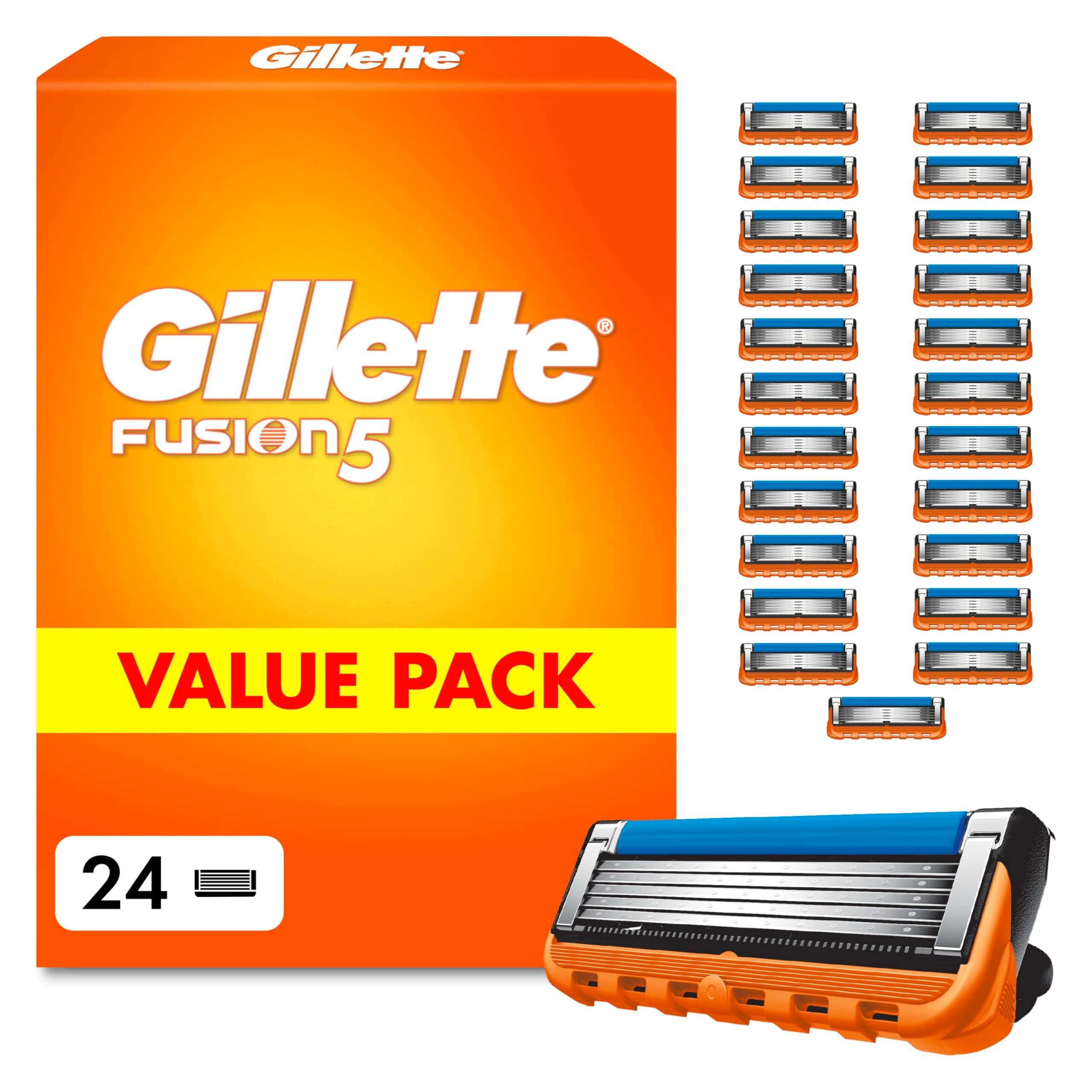 Gillette Fusion5 Rasierklingen Herren, 24 Original Ersatzklingen, Klingen Männer mit Größerem Gleitstreifen für Ein Sanftes Gleiten und 5 Klingen für Eine Unglaublich Gründliche und Komfortable Rasur