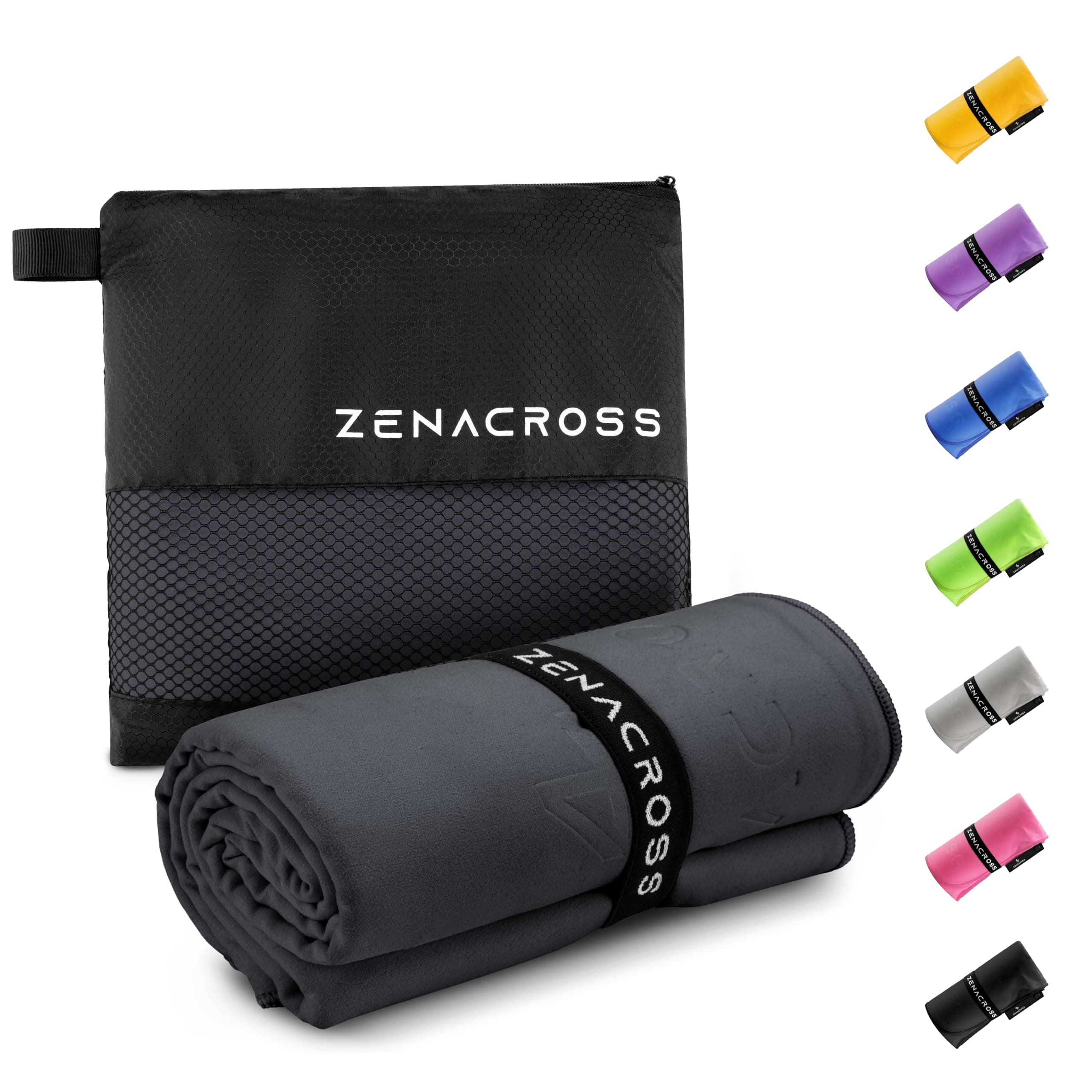 Zenacross Asciugamano Palestra 70x140cm con Borsa per il Trasporto - Asciugamano Microfibra a Rapida Asciugatura e Versatile - Telo Palestra Taglie L - Blu Scuro