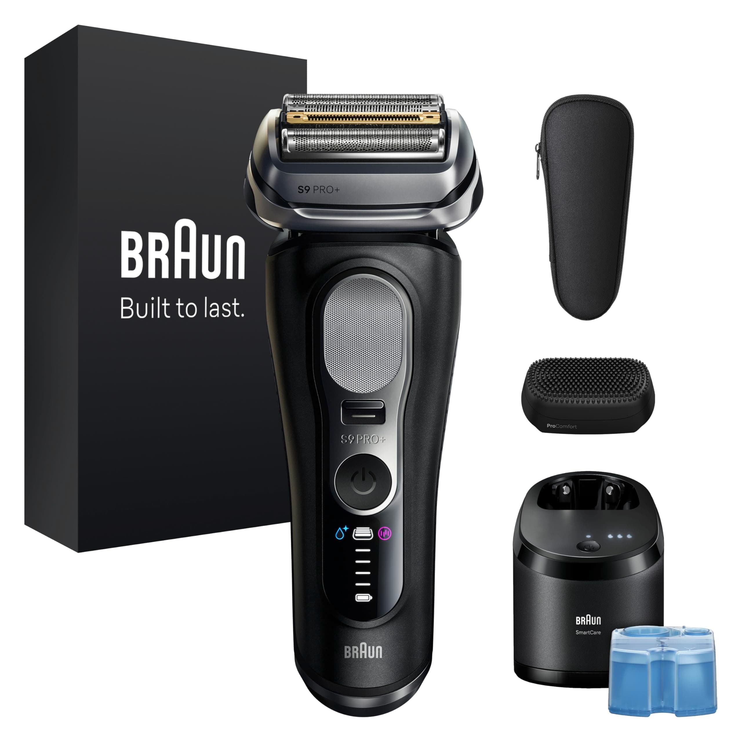 Braun Serie 9 PRO + Rasoio Elettrico Barba, Wet&Dry, 5+1 Lame Di Precisione Ultra Sottili, Regolabarba Uomo, Rasoio Barba, 60 Min, Testina ProComfort, Stazione SmartCare 6in1, Serie 9690cc, Nero