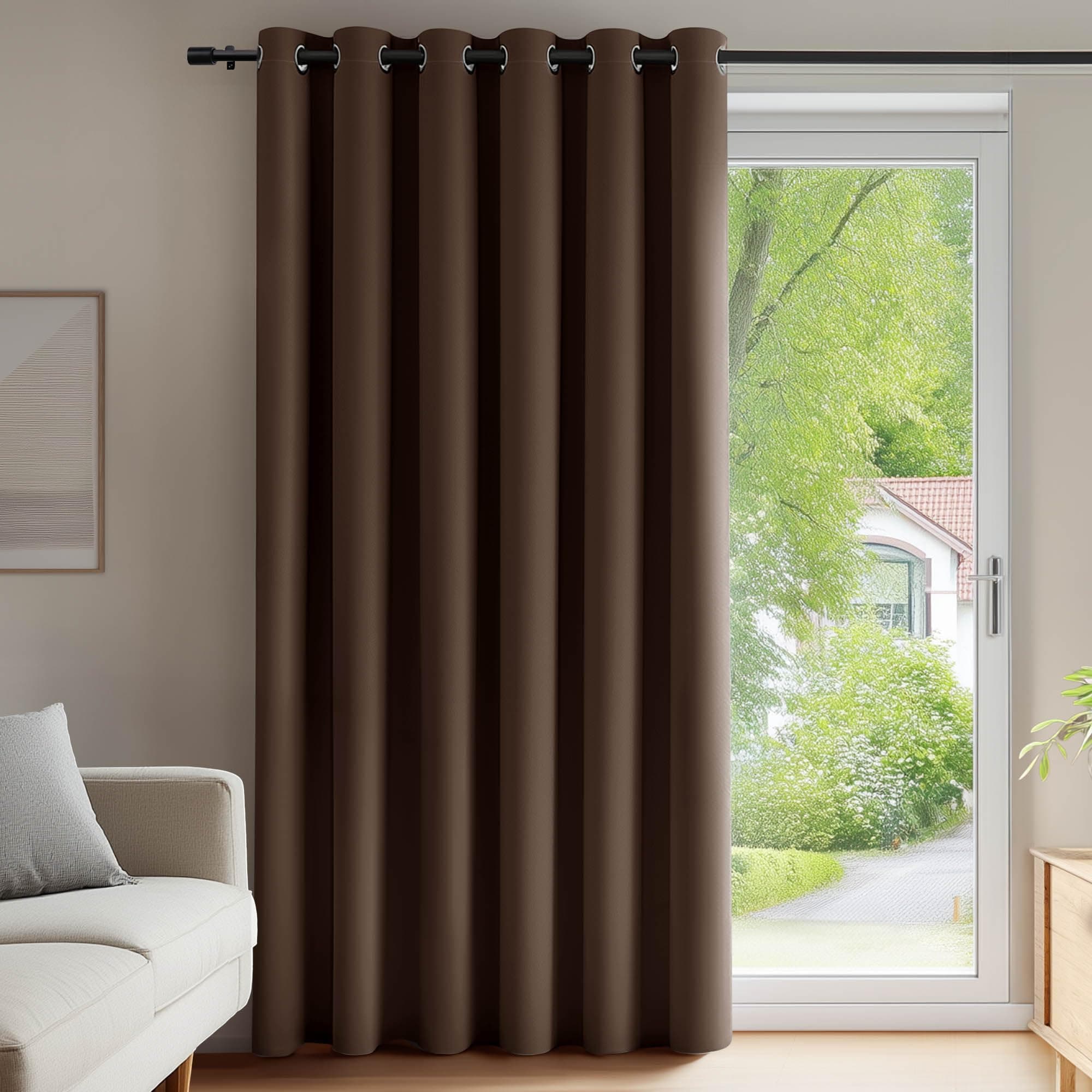 Deconovo Rideau Occultant à Oeillets Rideaux Pas Cher Rideau à Rideaux Rideau Thermique Anti Froid Isolant pour Salon 200X270cm Brun, 1 Pièces