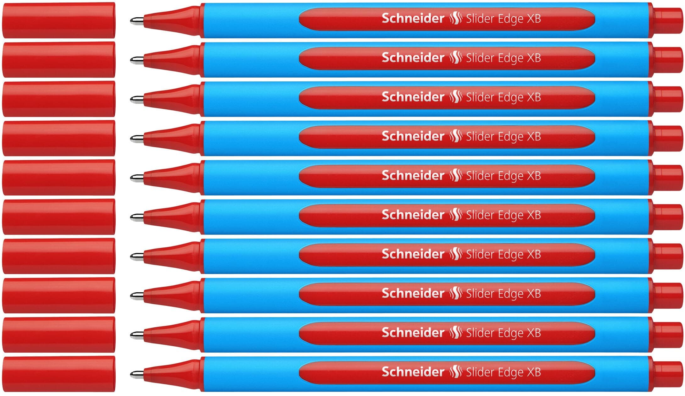 Schneider 152202 Slider Edge XB Kugelschreiber (Strichstärke: XB, dokumentenecht, Dreikant-Stift) 10er Packung rot