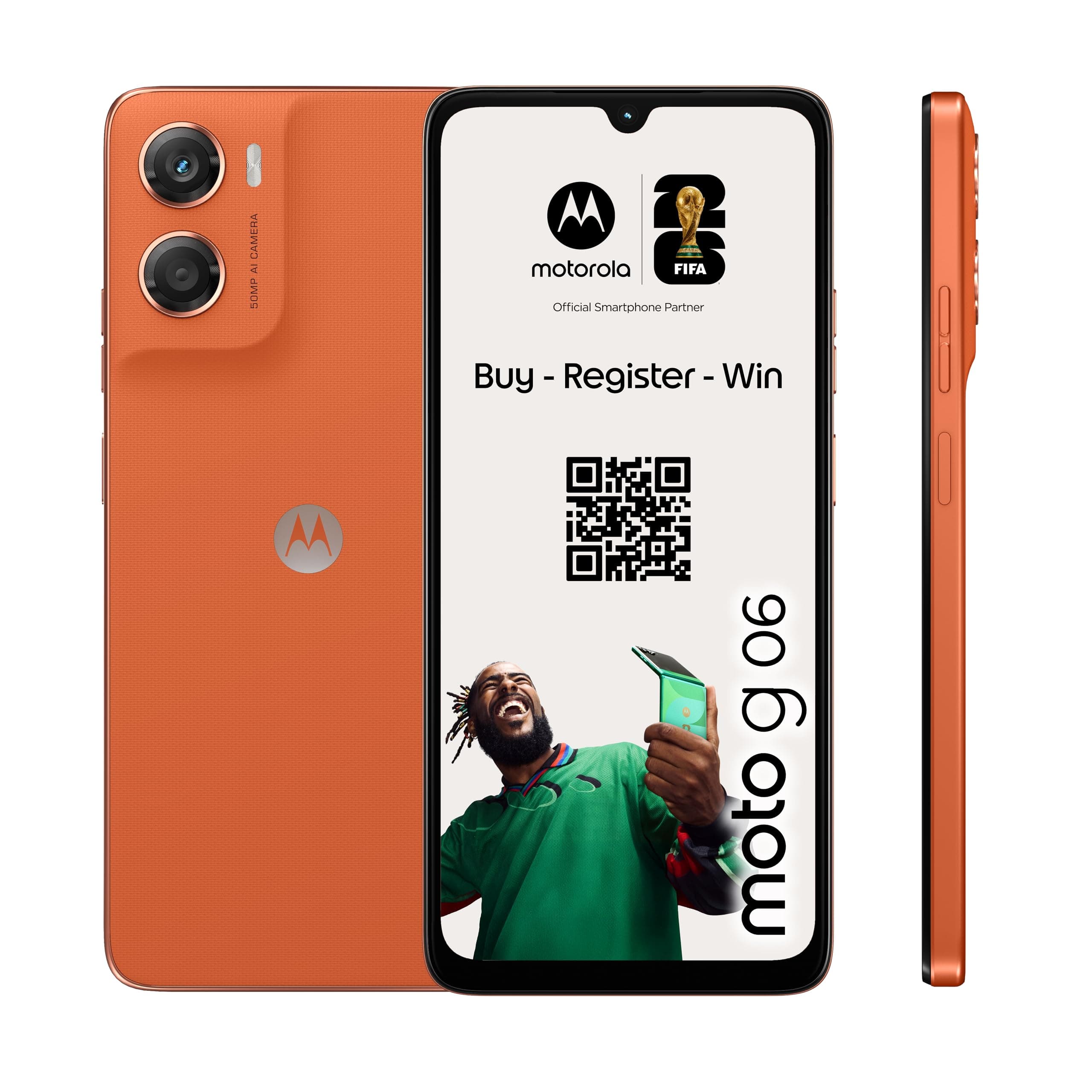 Moto G06 4 128 4G, capteur Principal de 50MP, écran 6,88", Batterie Longue durée, 5200 mAH, Arabesque Orange