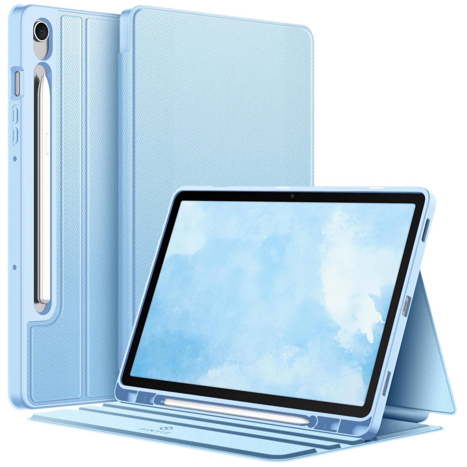 Fintie Hülle für Samsung Galaxy Tab S10 Lite/S10 FE 10.9" 2025/S9 FE 10.9"/S9 11" mit S Pen Halter, Slim TPU Folio Tablet Schutzhülle mit Standfunktion, Hellblau