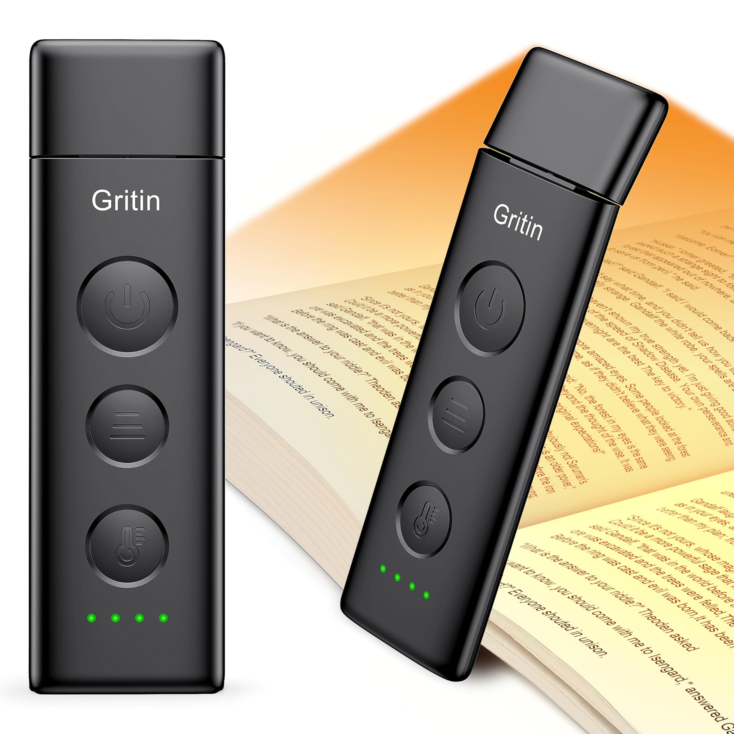 Gritin Luz de Lectura, Lámpara de Lectura Recargable con Pinzas, 3 Colores de Protección Ocular & 5 Brillos Continuamente Ajustables - Luz Libro de Ángulo Ajustable, Regalo Amantes para Leer