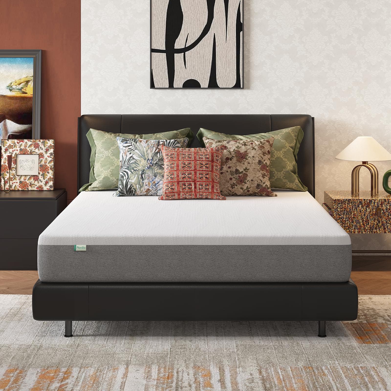Novilla Materasso Matrimoniale 160x200cm Altezza 20cm - Gel Memory Foam & Fibra di Bambù, Traspirante con Sostegno 7 Zone, Coprimaterasso Lavabile 60℃, Certificato OEKO-TEX & CertiPUR-US