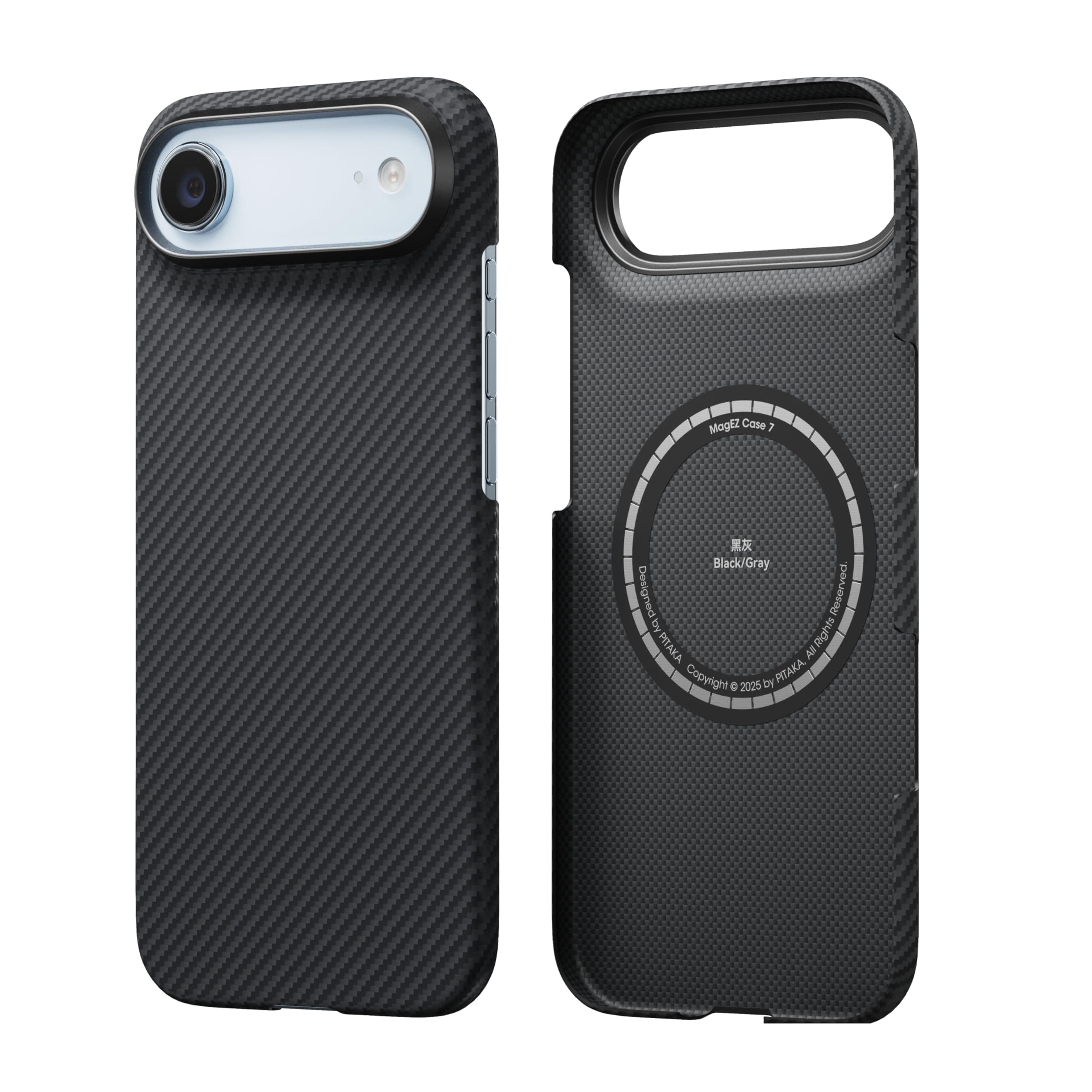 pitaka Hülle für iPhone Air Magnetische Handyhülle aus Aramidfaser Schutzhülle Kompatibel mit Magsafe [Ultra Dünne Hülle] mit Angenehmem Griff Schwarz/Grau