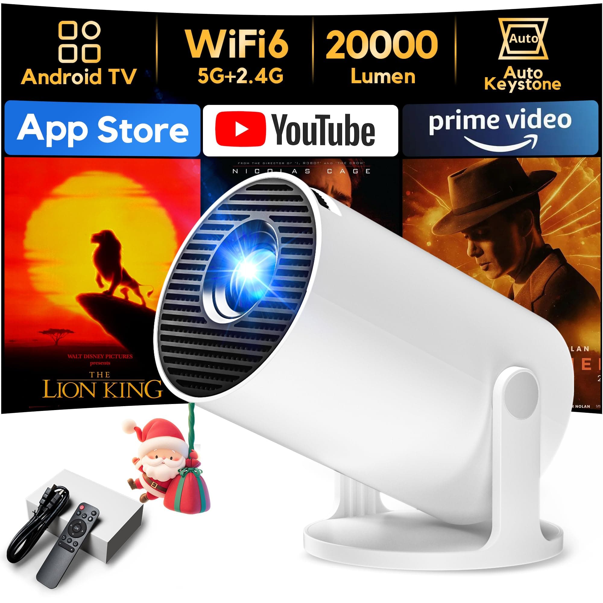 [Apps intégrées & 2026 Upgraded] Vidéoprojecteur AKIYO O2 avec WiFi6 BT 5.4 | Projecteur Video Supporte 4K 1080P Auto Keystone 180° Rotation, Compatibile avec HDMI/TV Stick/USB/PS5/Laptop