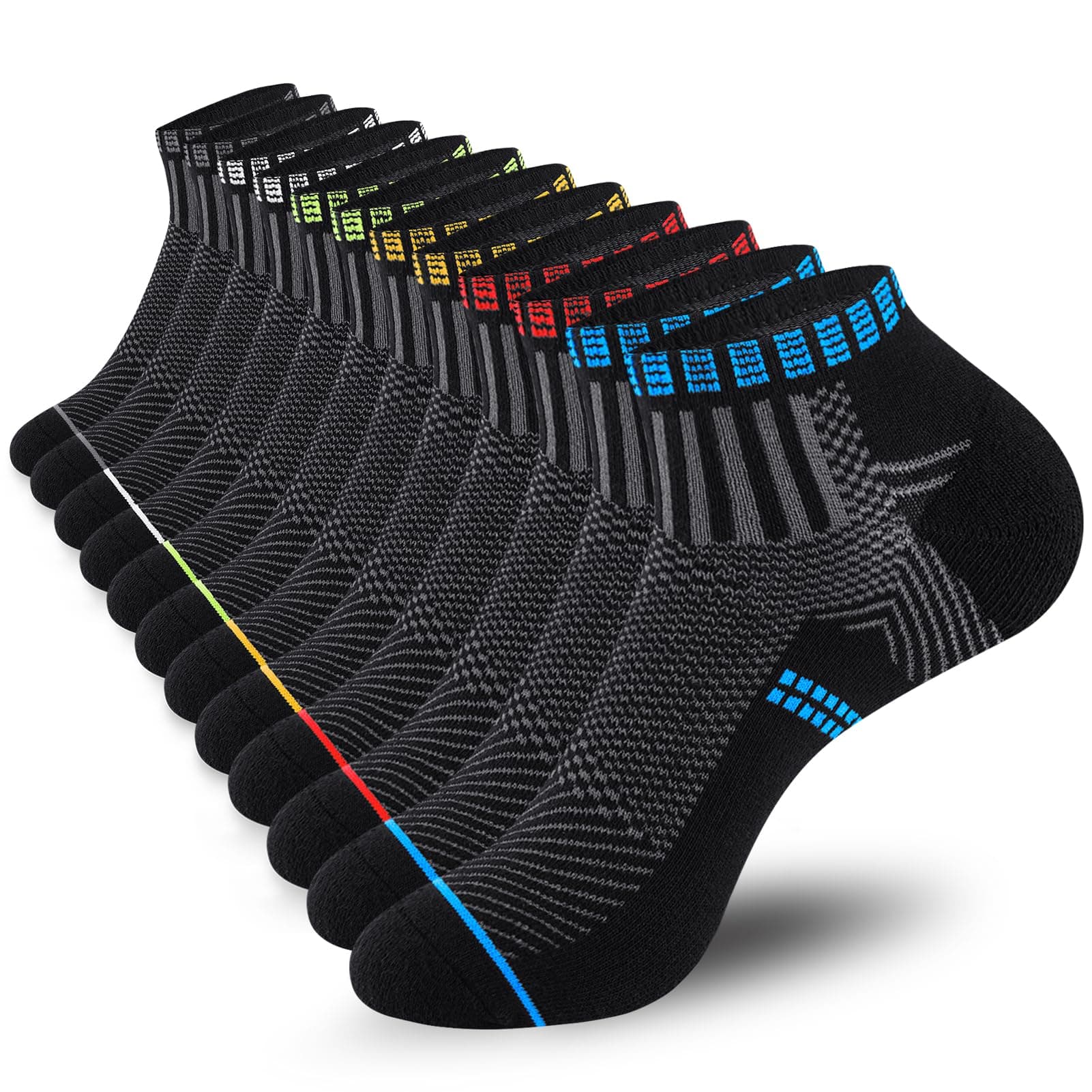 Stoeury Calzini Uomo Corti 6 Paia, Calze Corte Uomo Donna Cotone, Calze Running Alla Caviglia, Calzini Traspiranti Spugna Adatte per Sport, Palestra, Lavoro, Casa, Outdoor, Unisex Adulto