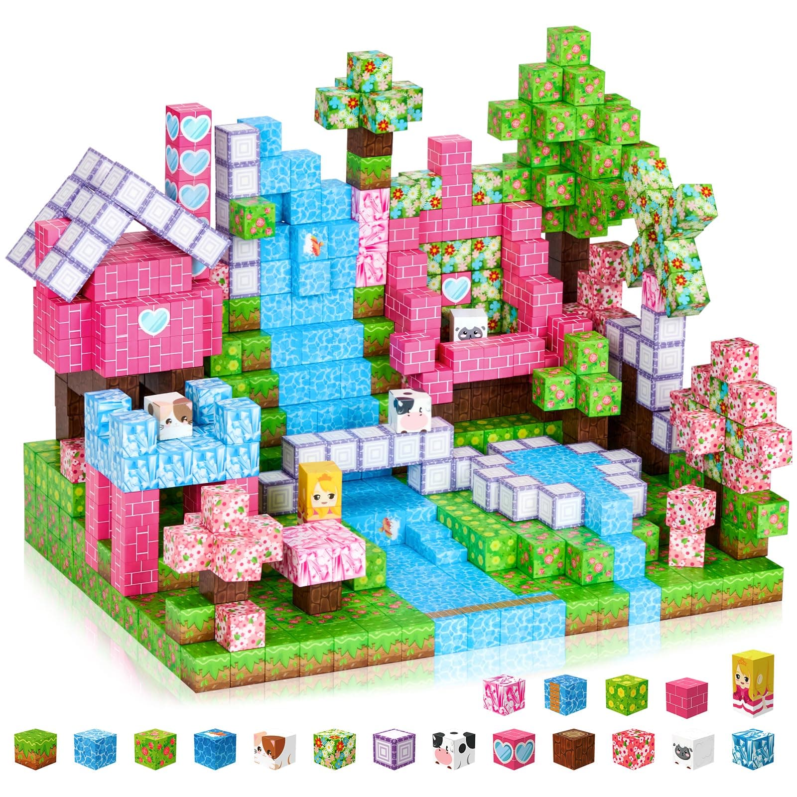 Coolzon Blocchi di Costruzioni Magnetiche per Bambini 154 Pezzi,Blocchi Magnetic Building Blocks Giocattoli Montessori,Giocattolo da Costruzione a Cubo, 3+ Anni Regalo Pasquale per Ragazzi e Ragazze