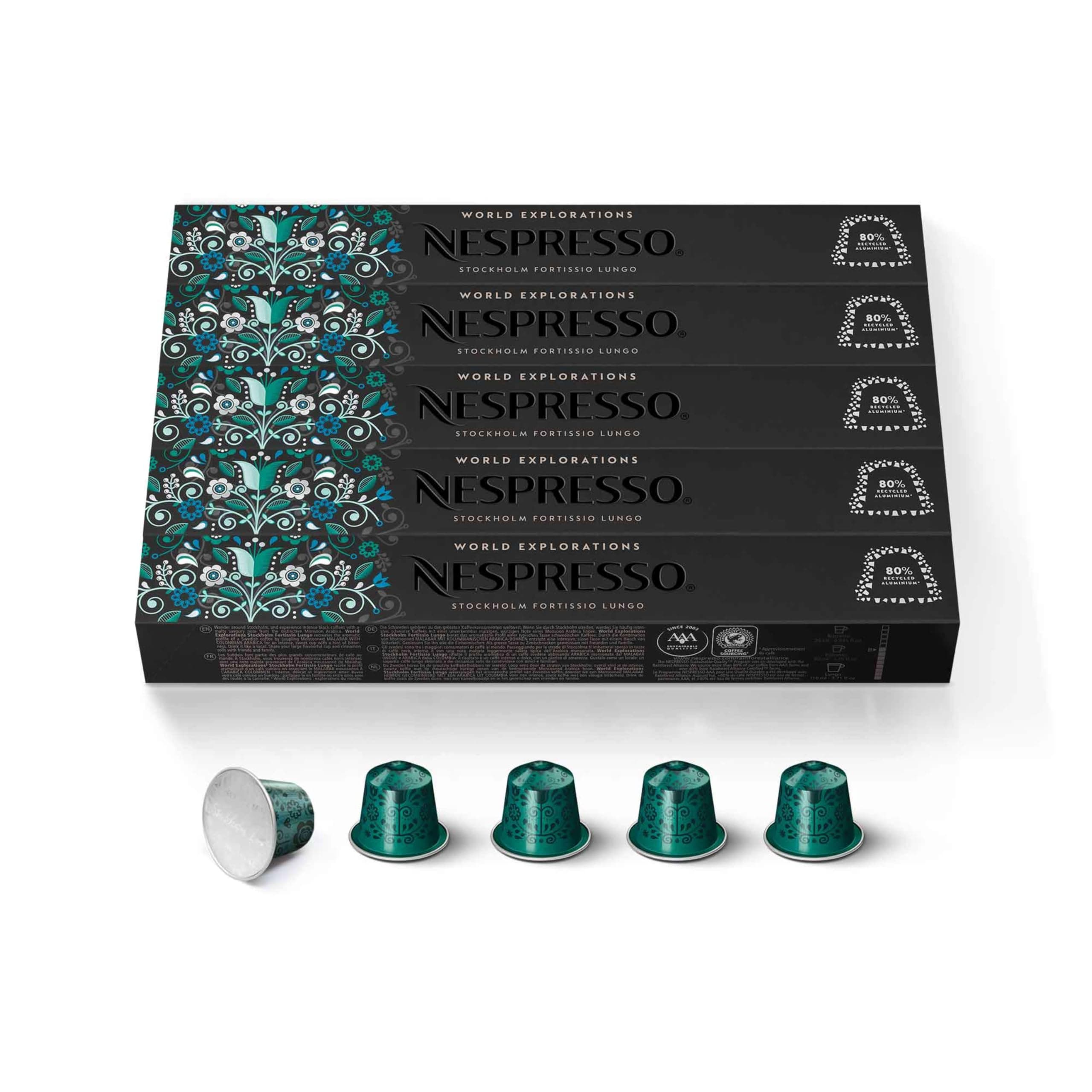 NESPRESSO ORIGINAL Stockholm Lungo 50 Kaffeekapseln | Arabica Kaffee | Dunkle Röstung | Intensität 8