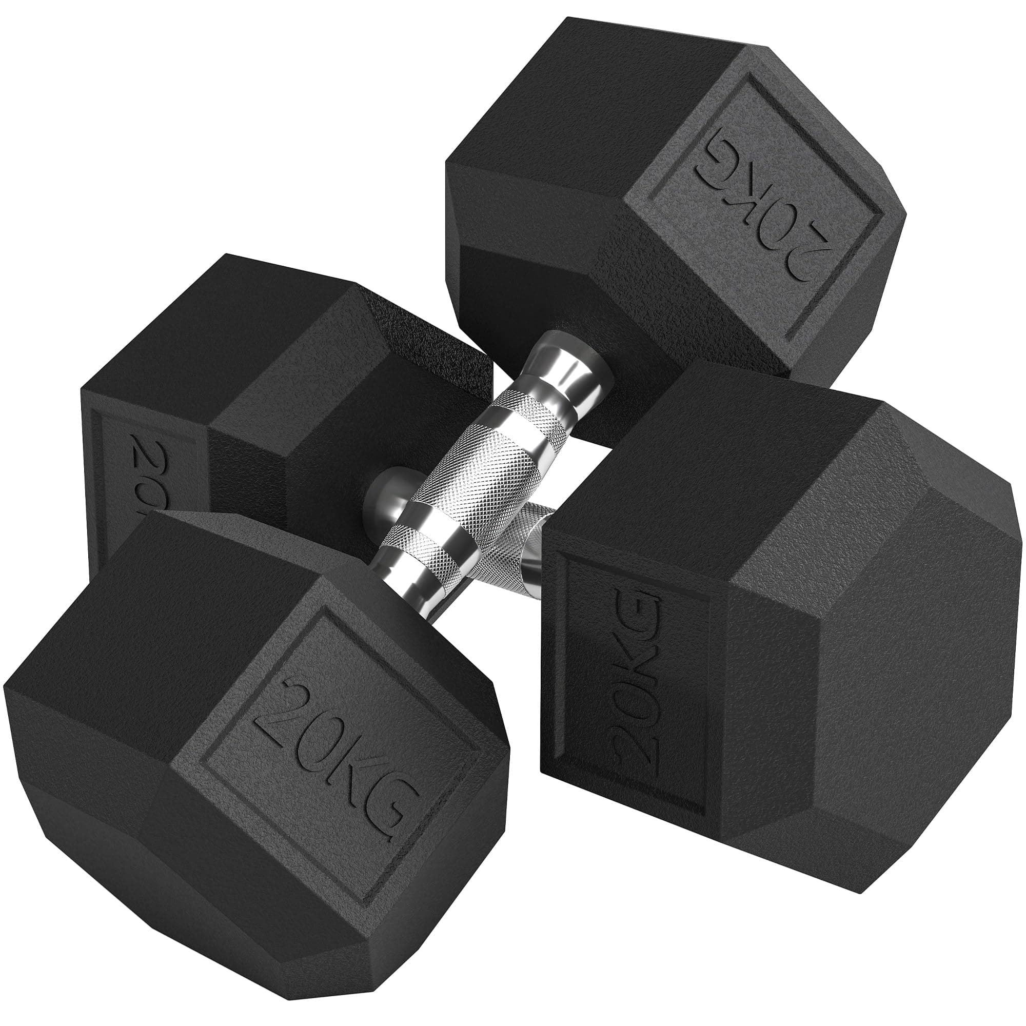 HOMCOM Ensemble d'haltères courtes total 2 x 4/5/6/8/10/12,5/15/20 Kg, haltères musculation fitness pour homme et femme, entraînement musculaire & haltérophilie - métal caoutchouc noir