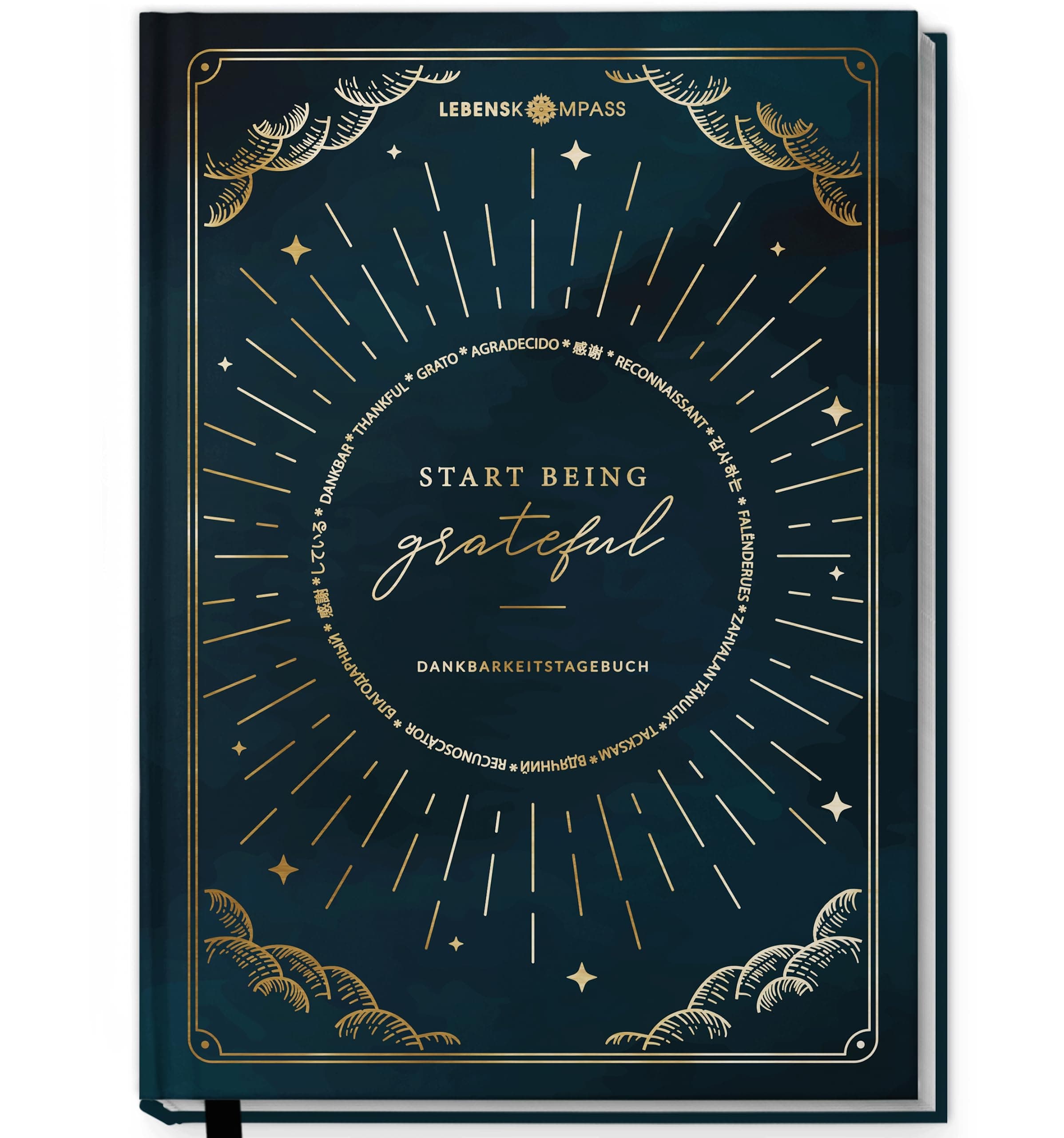 LEBENSKOMPASS® Dankbarkeitstagebuch “Moonlight” 5 Minuten Tagebuch für mehr Dankbarkeit, Achtsamkeit, Selbstliebe & Motivation - Journal Buch & Tagebuch für Erwachsene