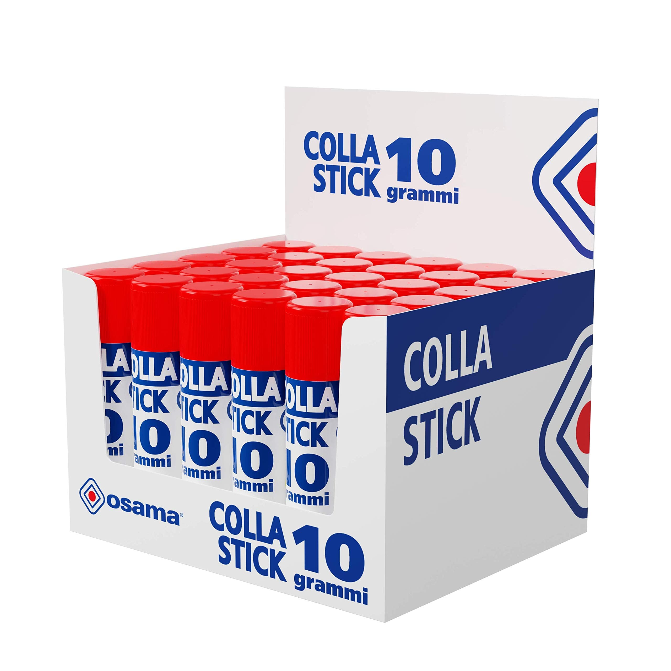 OSAMA - Colla Stick Extra Forte, Box da 30 Pezzi, 10 gr - Set Colle Stick Ideale per Cancelleria Scuola, Ufficio e Università - Scorrevole, Resistente e Adatta ai Bambini, Formula Classica