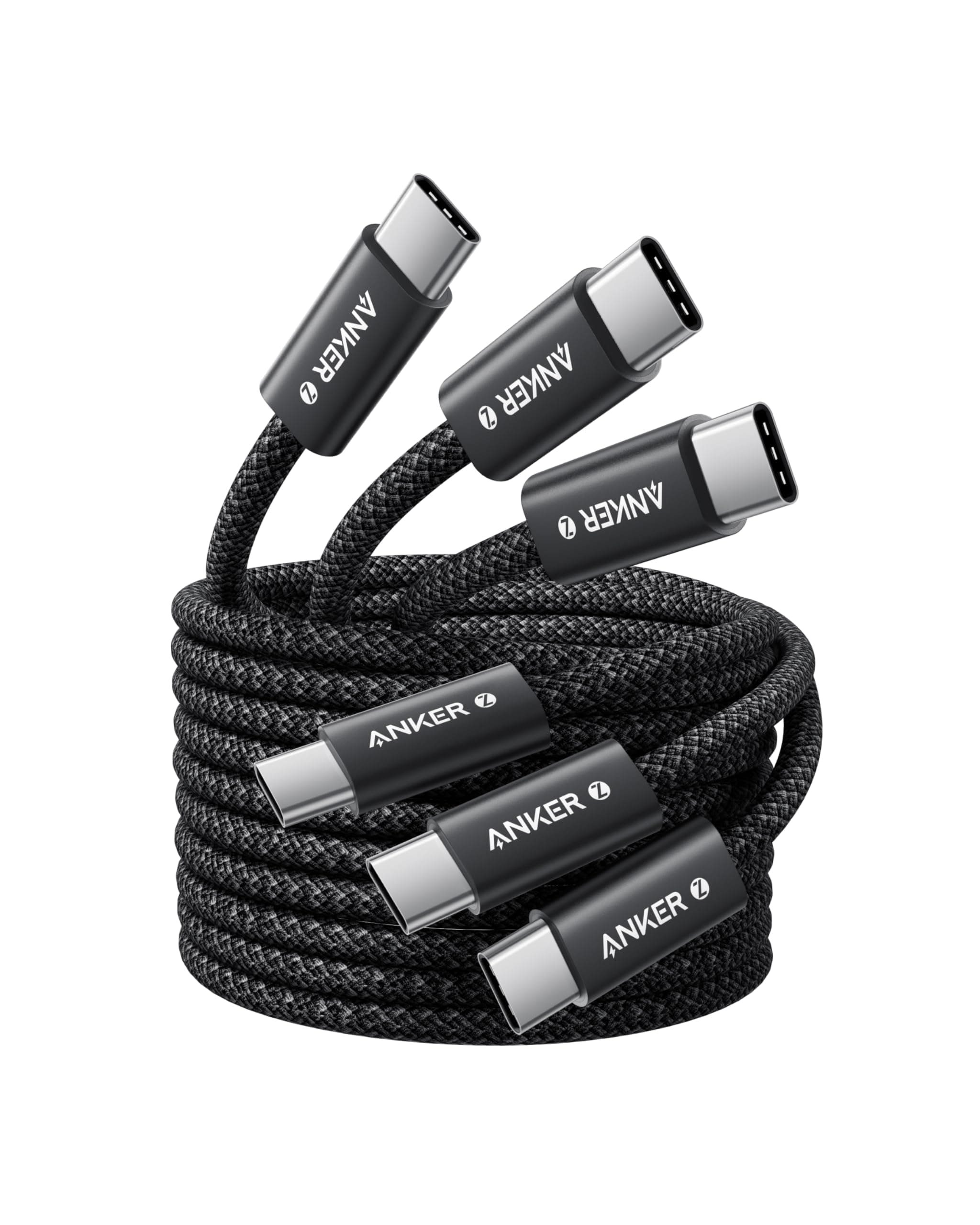 Anker Câble USB C vers USB C 240W 3 pack,Charge Rapide, Tressé et Résistant à la Poussière, Connecteur Fin, pour iPhone 17 16 Serie, MacBook Pro/Air, iPad Pro/Air, Galaxy S24/S23 (1,5m*3)