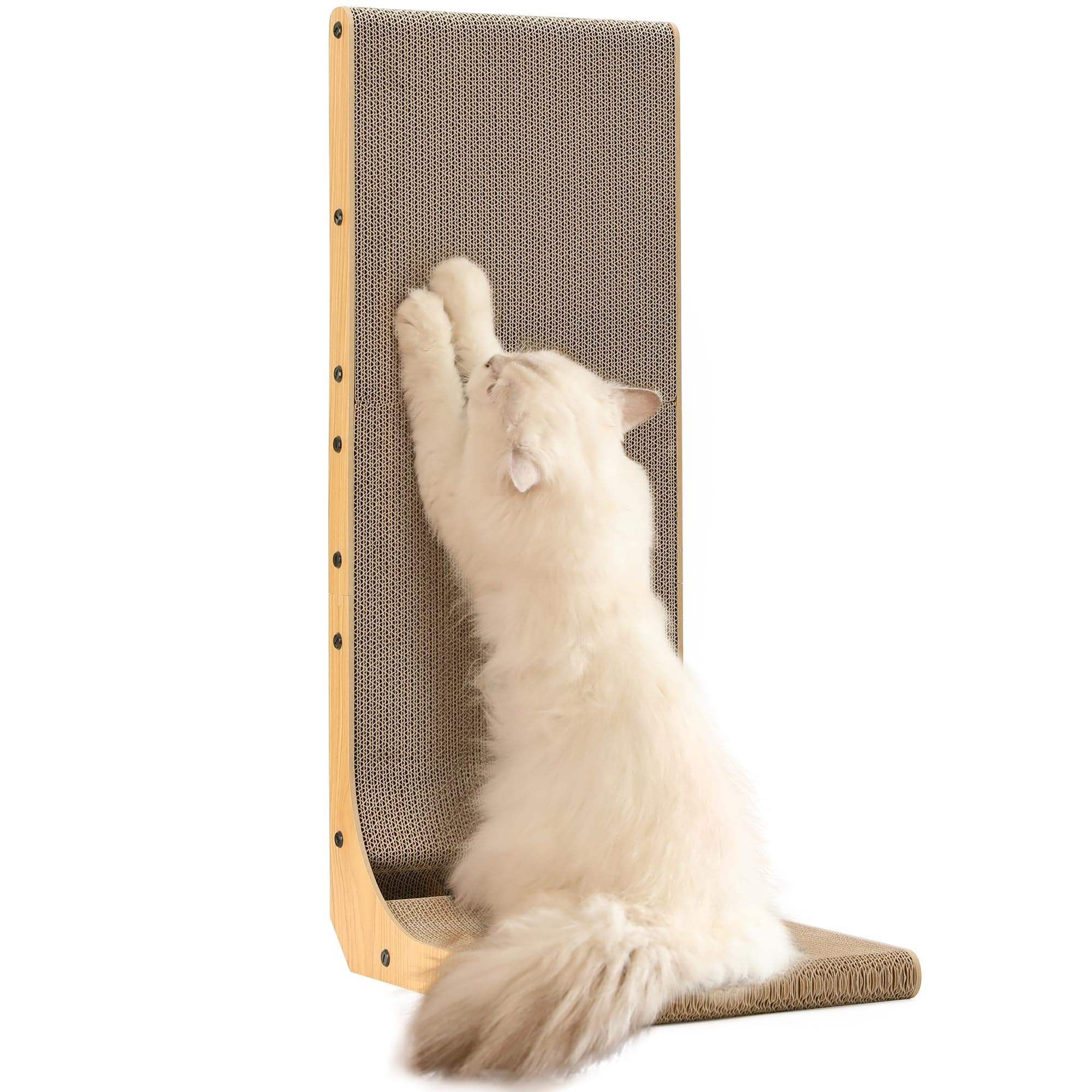 FUKUMARU Rascador para Gatos de 83 cm de Altura, rascador Vertical en Forma de L, con Pelota de Juguete, Alfombrillas rascadoras de cartón Paredes y Esquinas,XXL