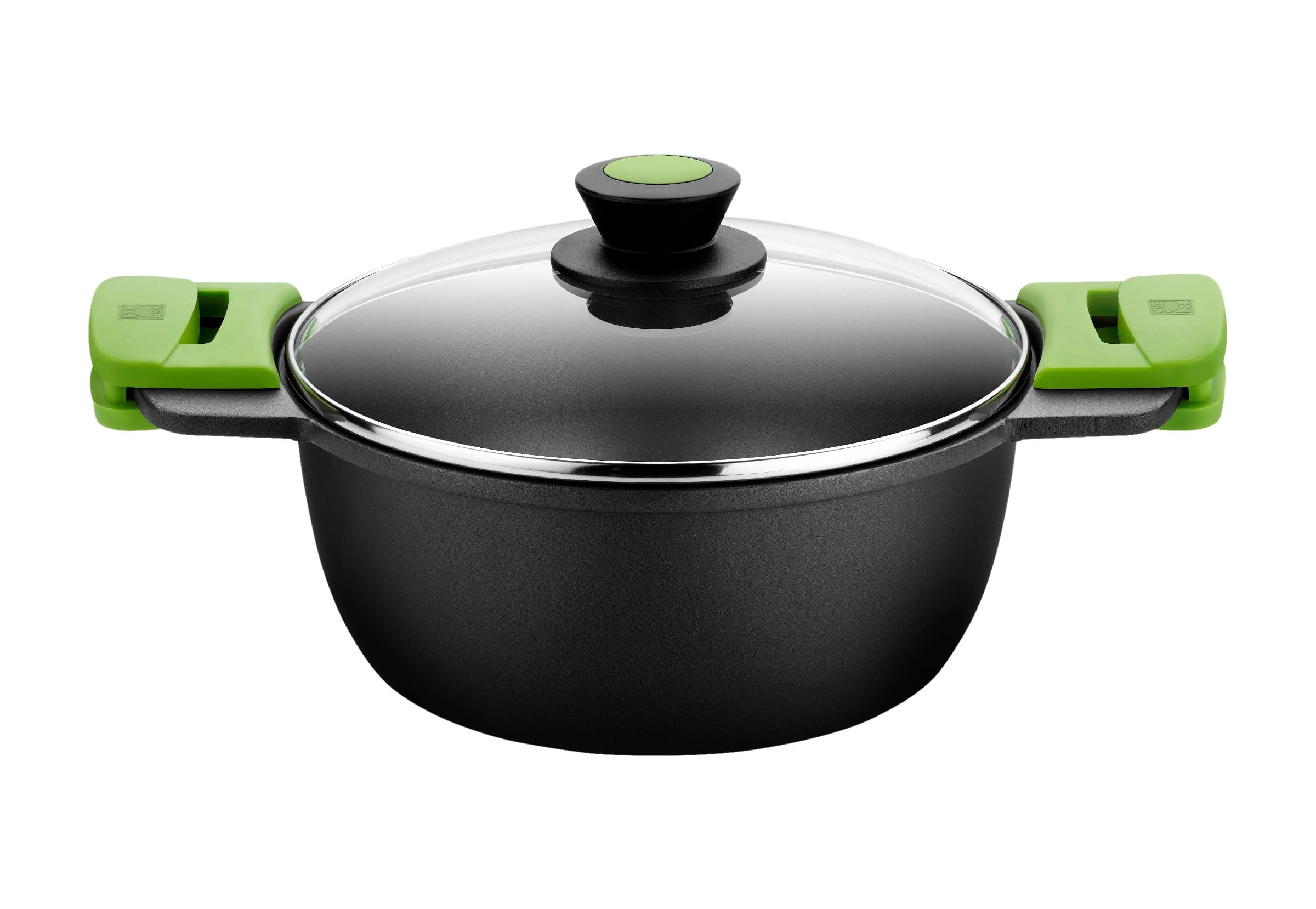 BRA Prior Cacerola alta con tapa de cristal y asas de silicona extraíbles, 20 cm, apta para todo tipo de cocinas incluida inducción y horno.Libre de PFOA.
