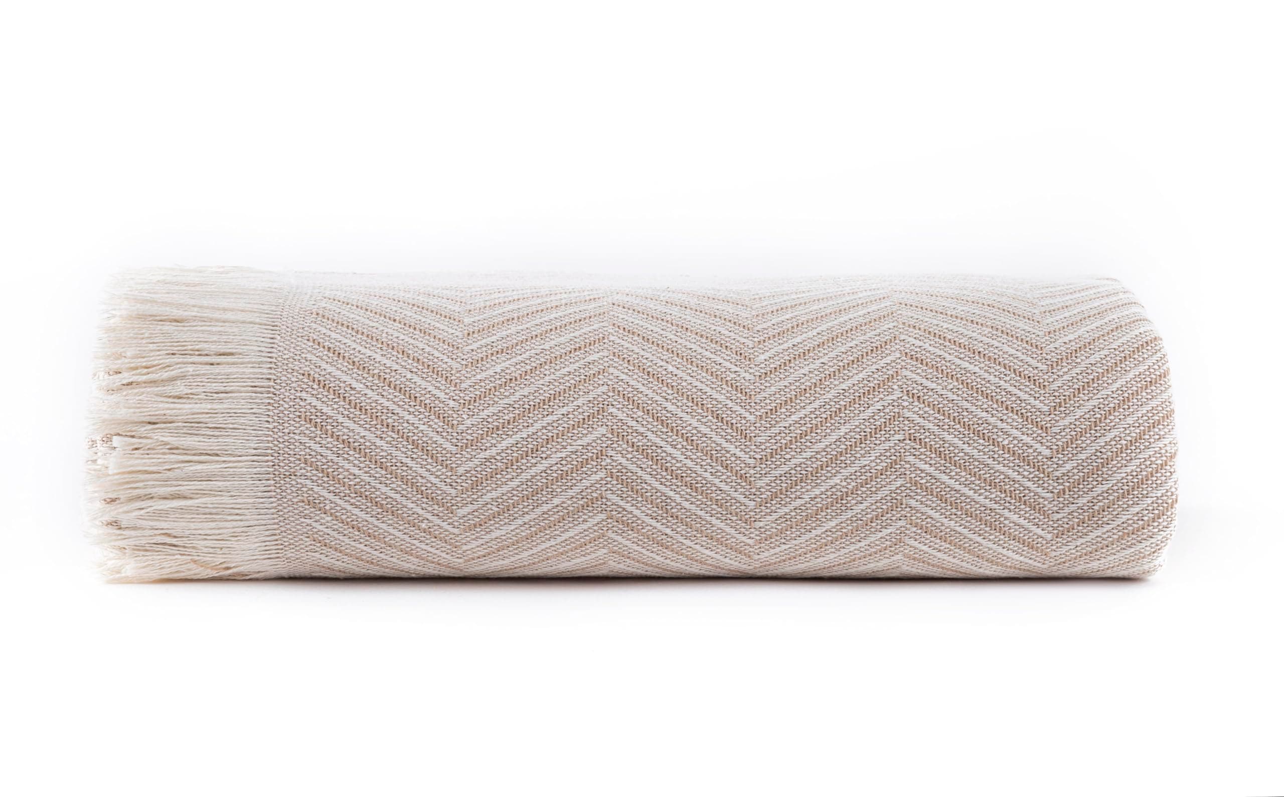 Todocama - Colcha Multiusos Sofa, Manta Foulard, Plaid para Cama, Cubresofa Cubrecama, Jarapas, Fabricado en España, Espiga. (180x260cm, Beige Arena).