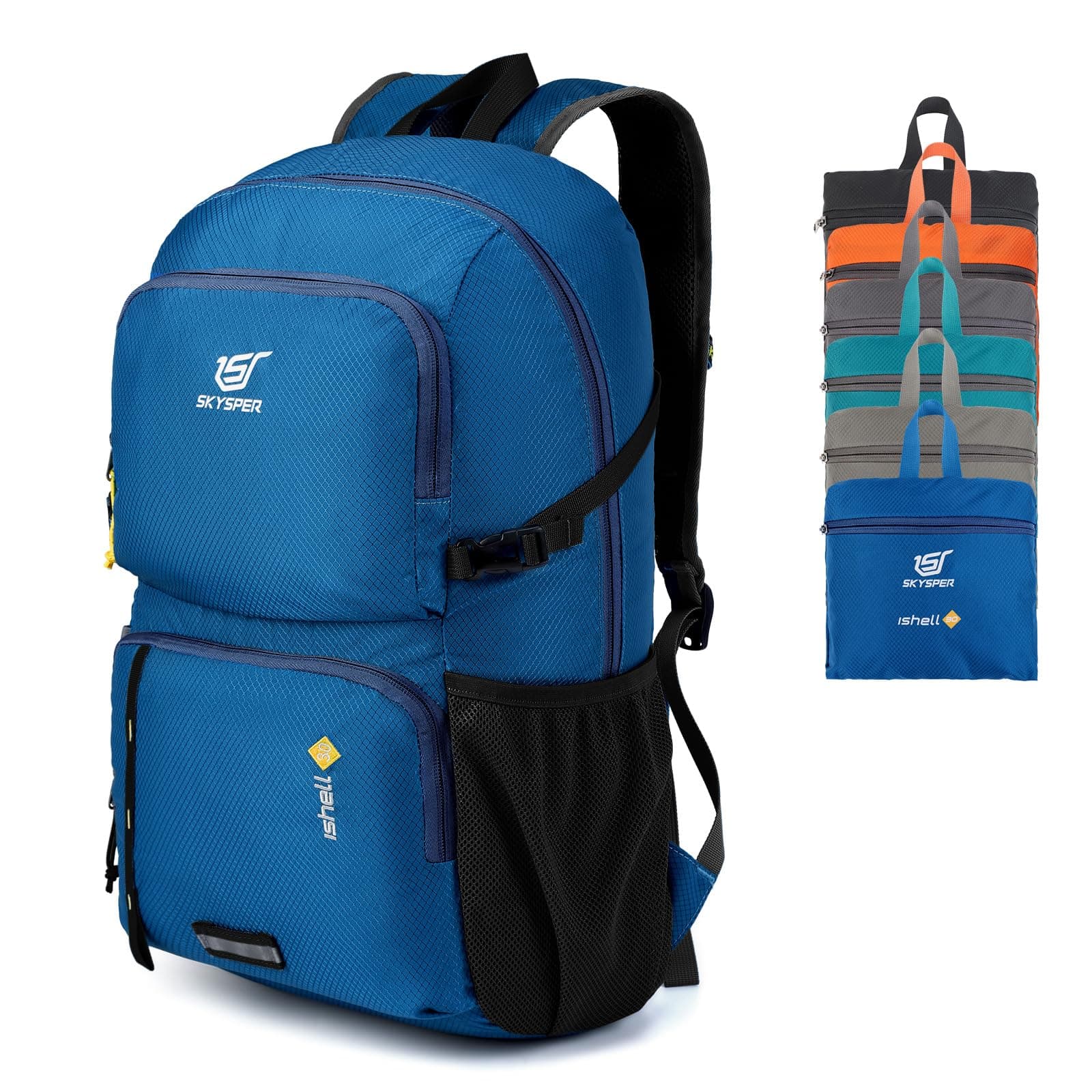 SKYSPER Zaino Ultraleggero Pieghevole 30L, Resistente all'Acqua con Strisce Riflettenti per Trekking, Hiking, Escursione, Viaggio - Uomo e Donna