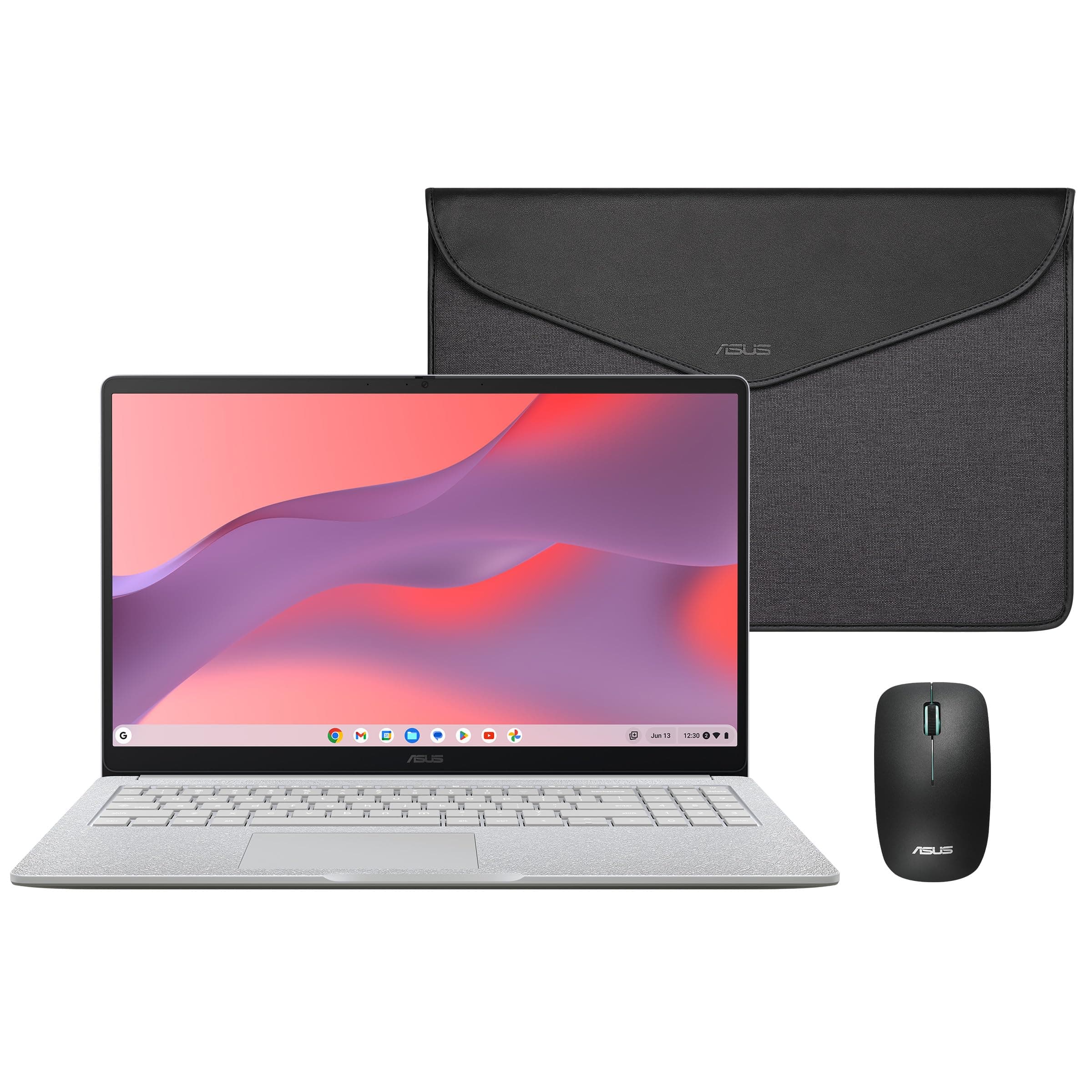 ASUS Chromebook CX1505CTA - 15.6" Full HD Laptop (Intel N50, 4GB RAM, 128GB eMMC, ChromeOS) QWERTY Case and Mouse Included +3 Months Google AI Pro with Gemini Pro and 5TB Storage