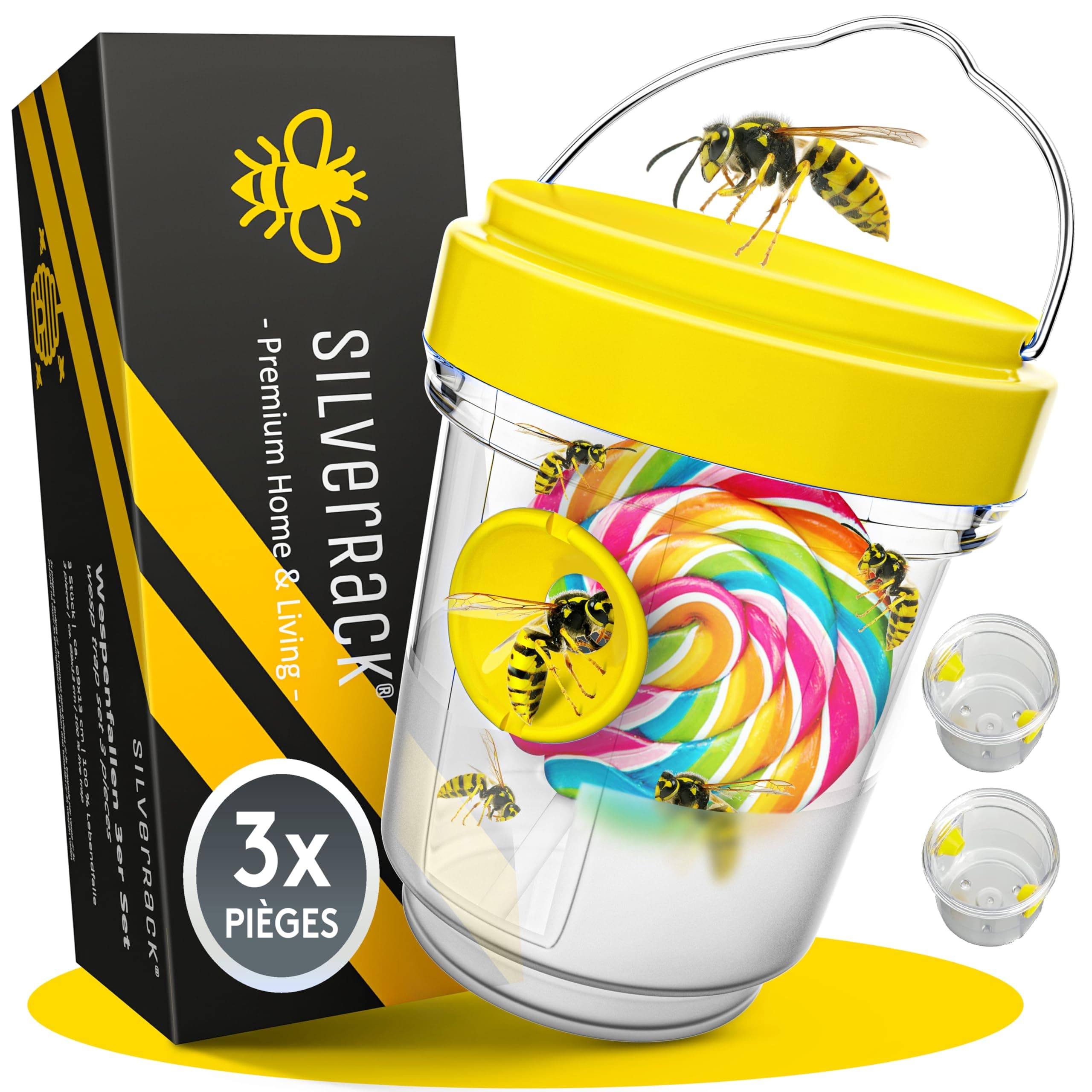 Piège à Guêpes et Frelons x3 – Piège à Guêpes Extérieur Réutilisable – Anti Guêpes et Frelons Asiatique Efficace – Répulsif Guêpes pour Jardin Terrasse Piscine Camping – Non Toxique sans Appât